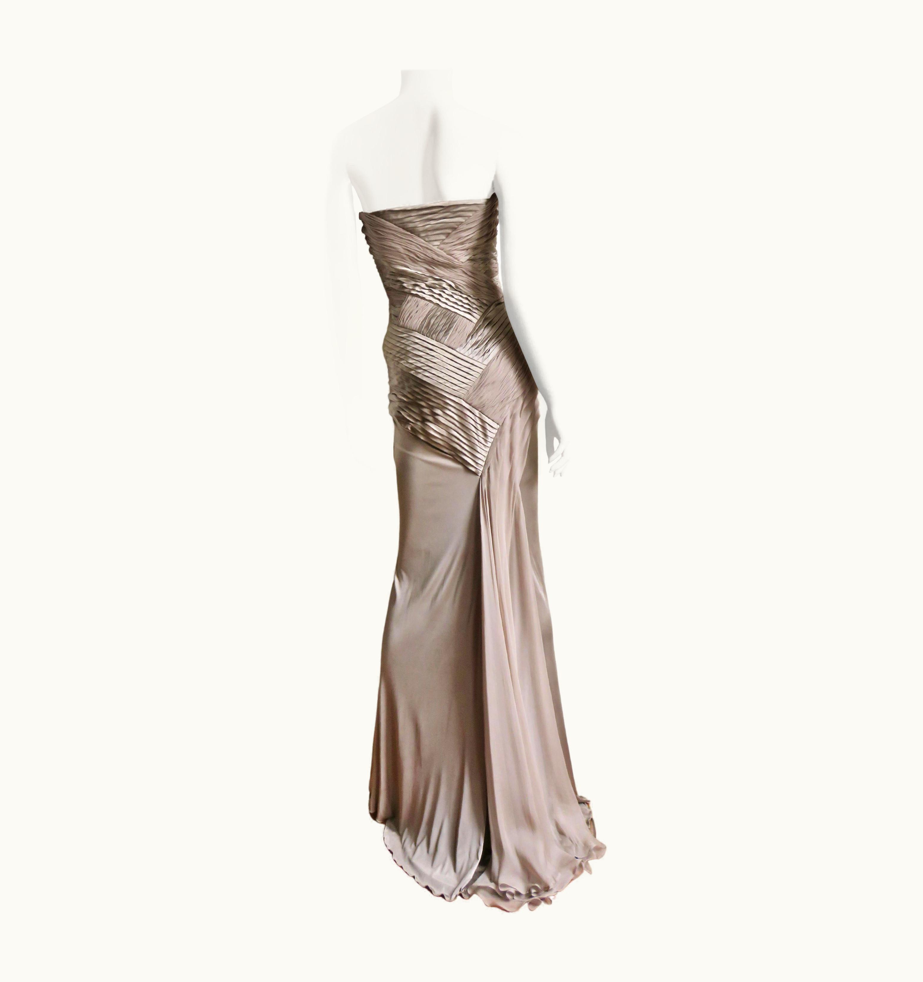 Versace Detailed Silk Strapless Gown