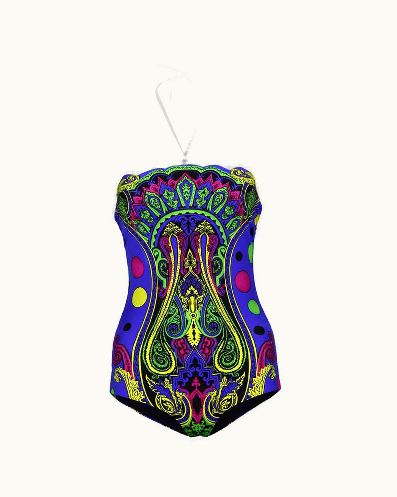 Versace Blue Barocco Printed Swimsuit