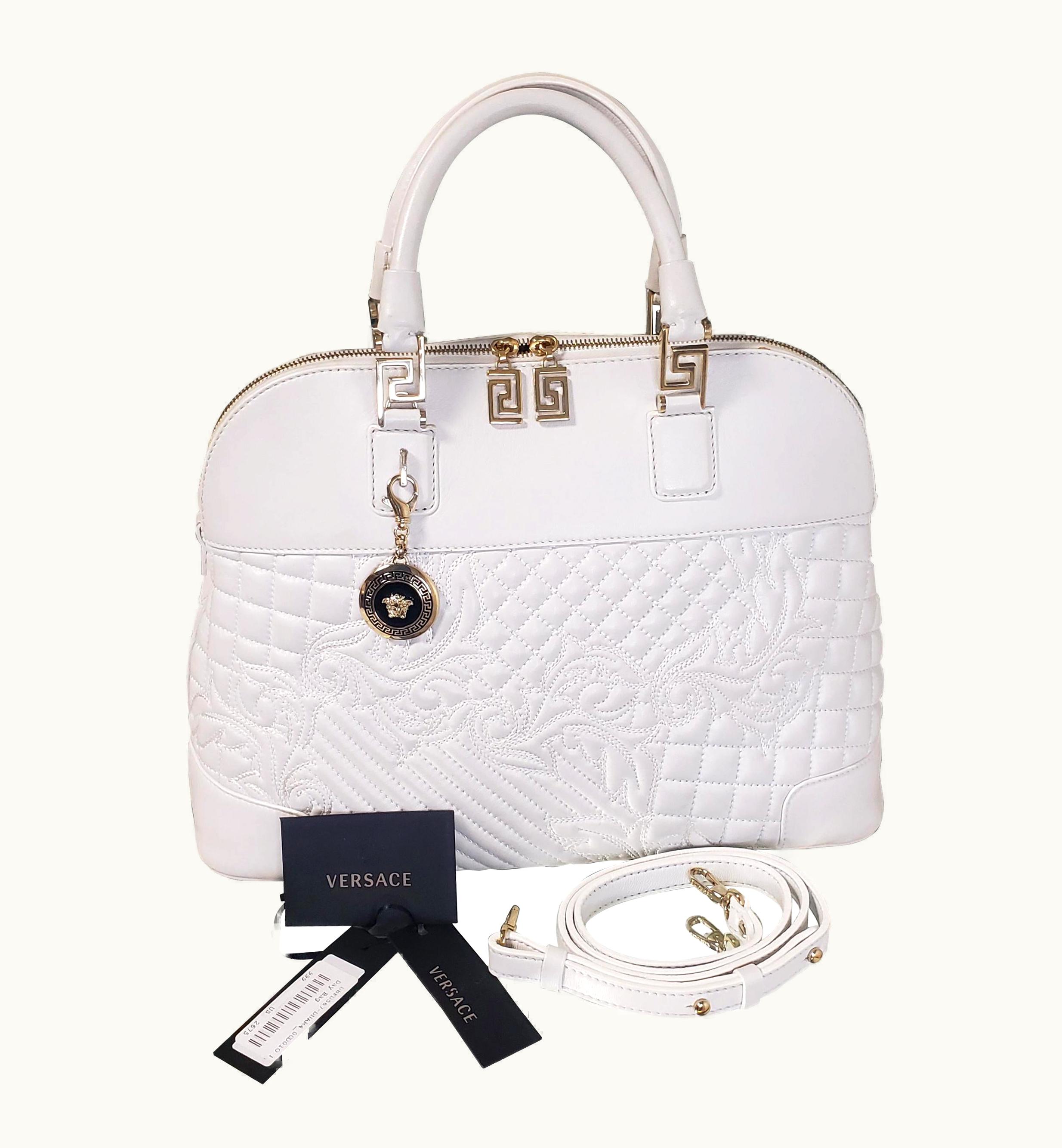 Versace White Quilted Leather HANDBAG/Shoulderbag