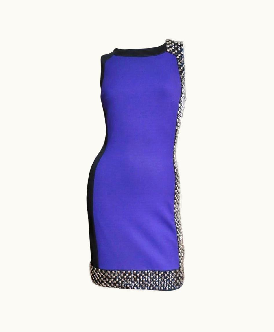 Versace Color Block Dress With Studs