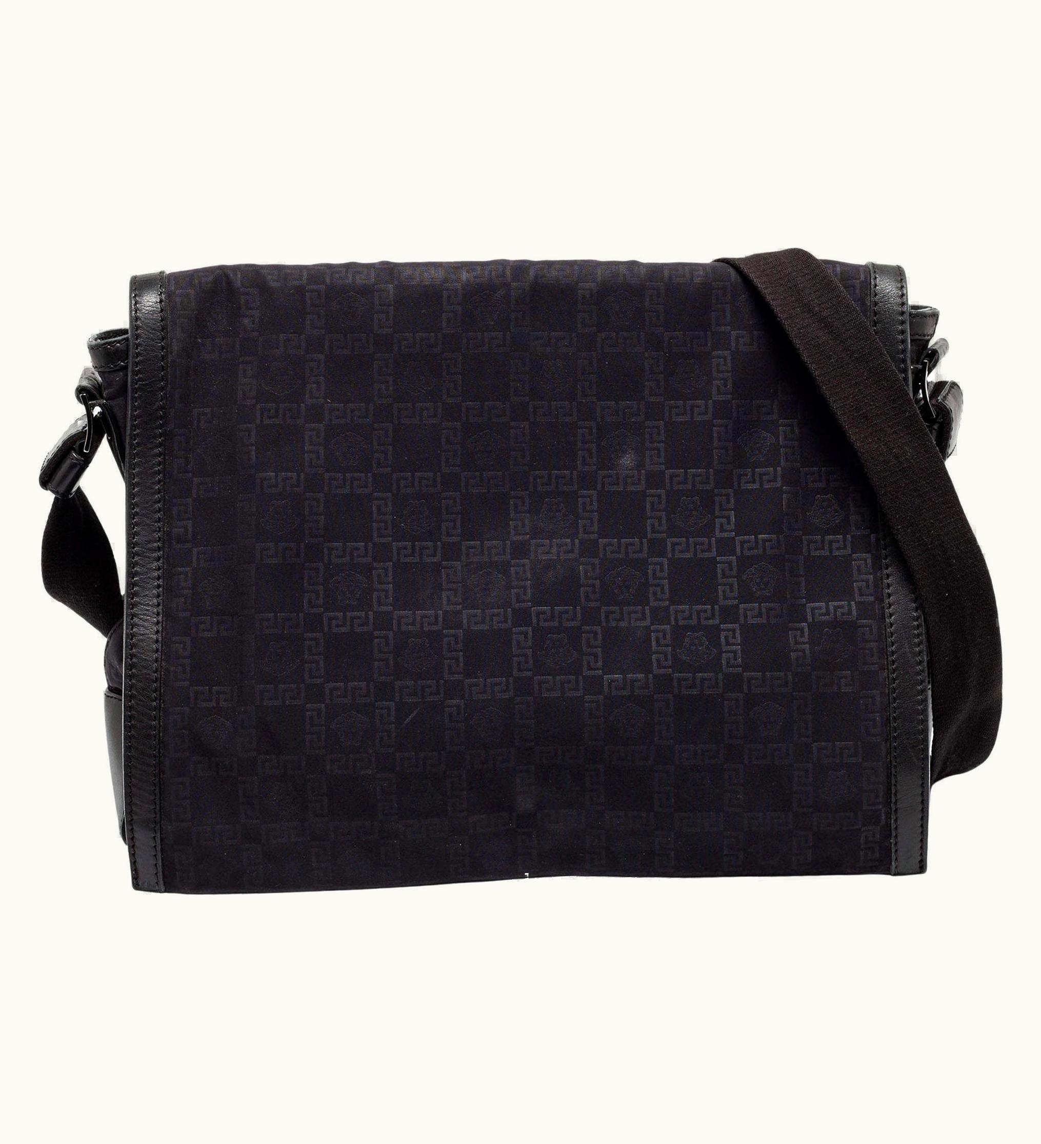 Versace Black Signature Nylon Messenger Bag