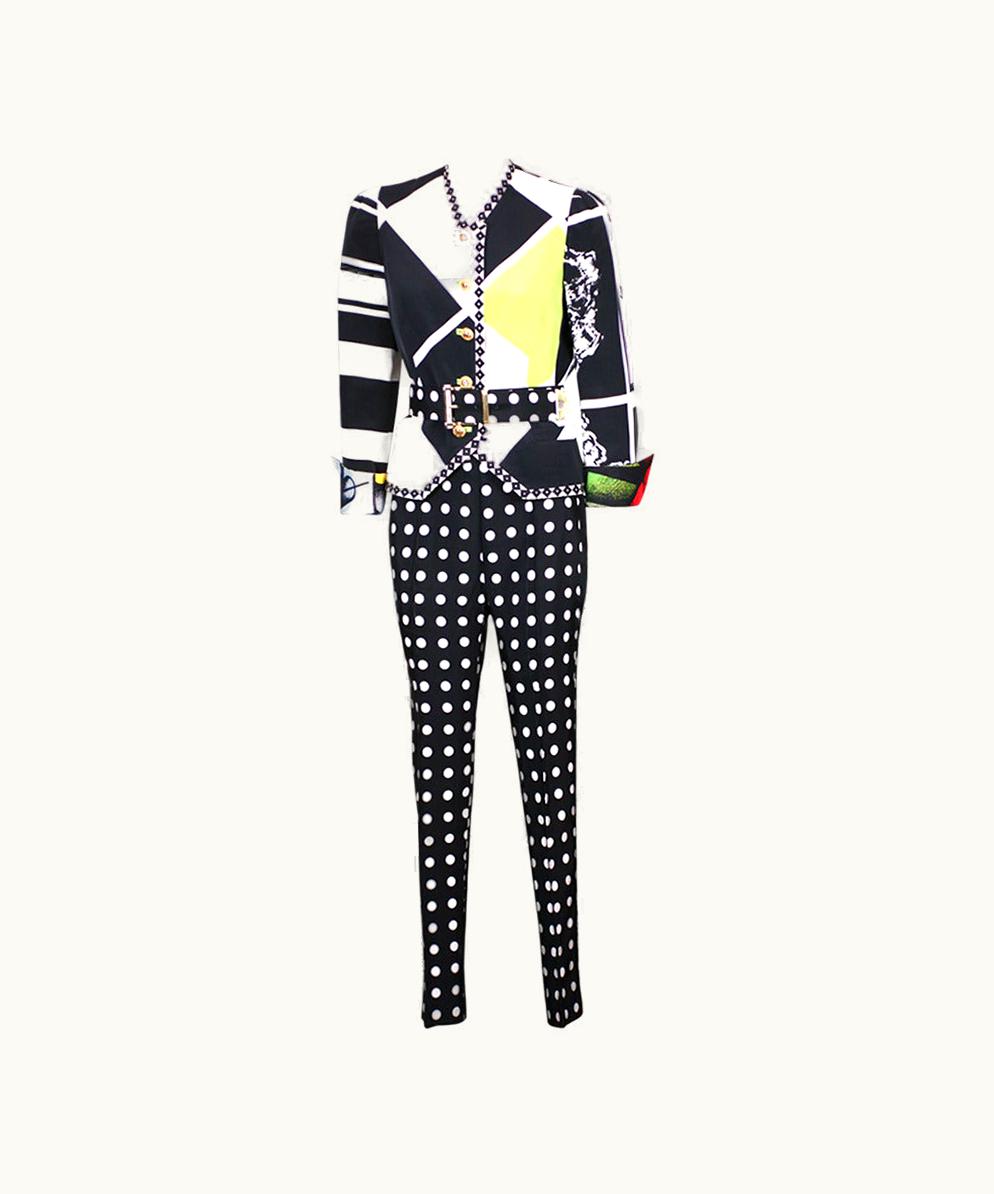Versace Black And White Graphic Suit