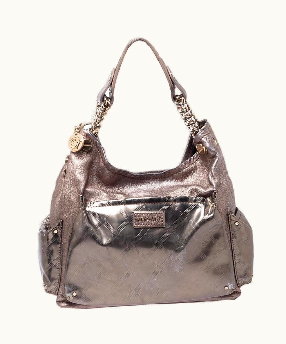 Versace Metallic Leather Pocket Shoulder Bag