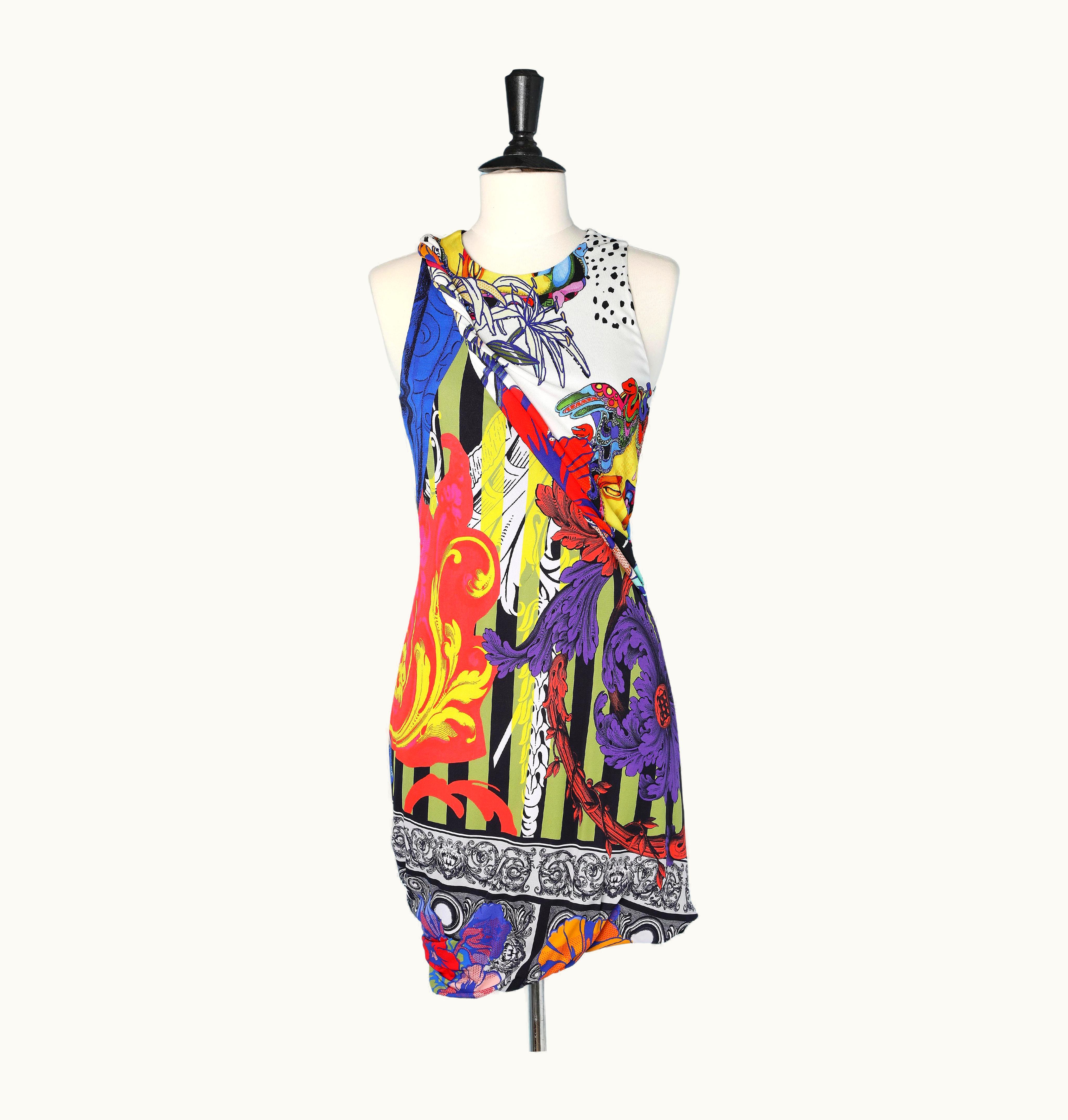 Versace Multicolored Medusa Print Jersey Dress Versace