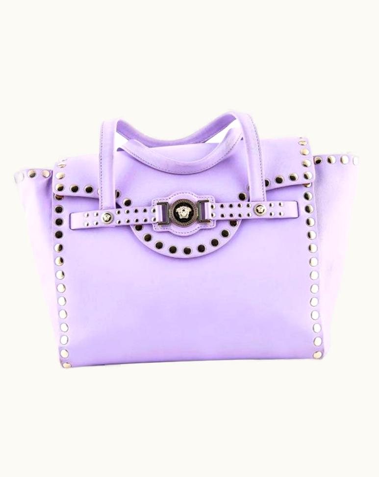 Versace Lilac Nappa Leather Bag With Studs