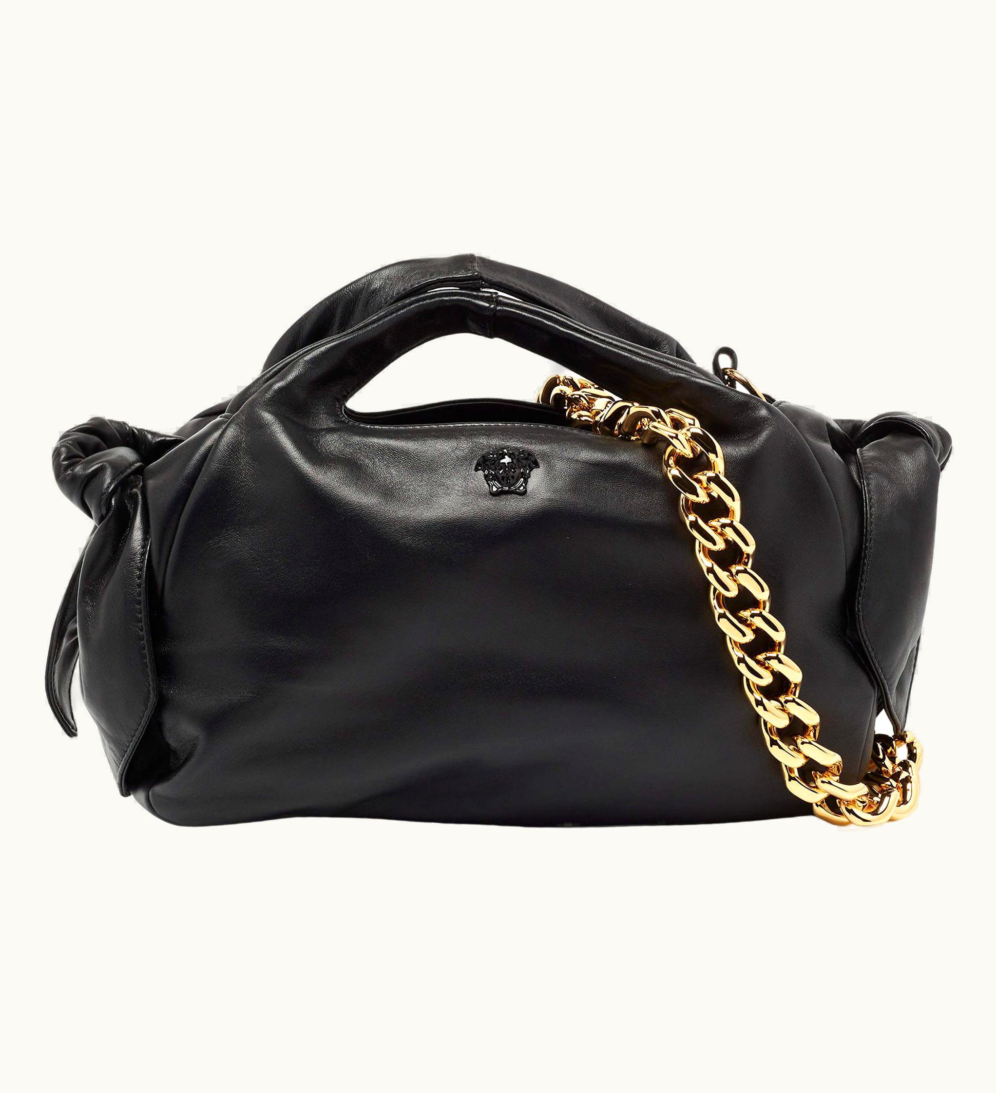 Versace Black Leather Medusa Head Tote