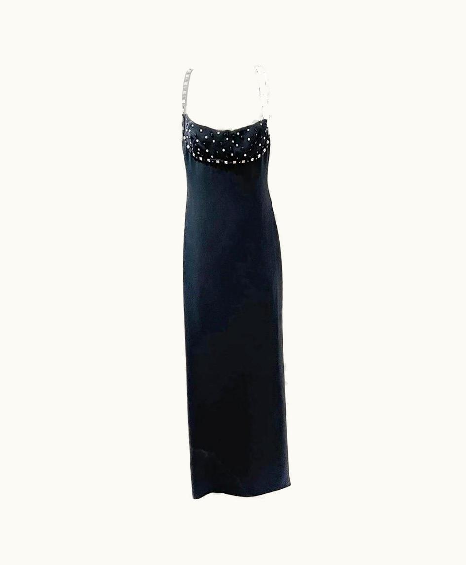 Versace Vintage Versace Black Studded Gown Fall1998 1998