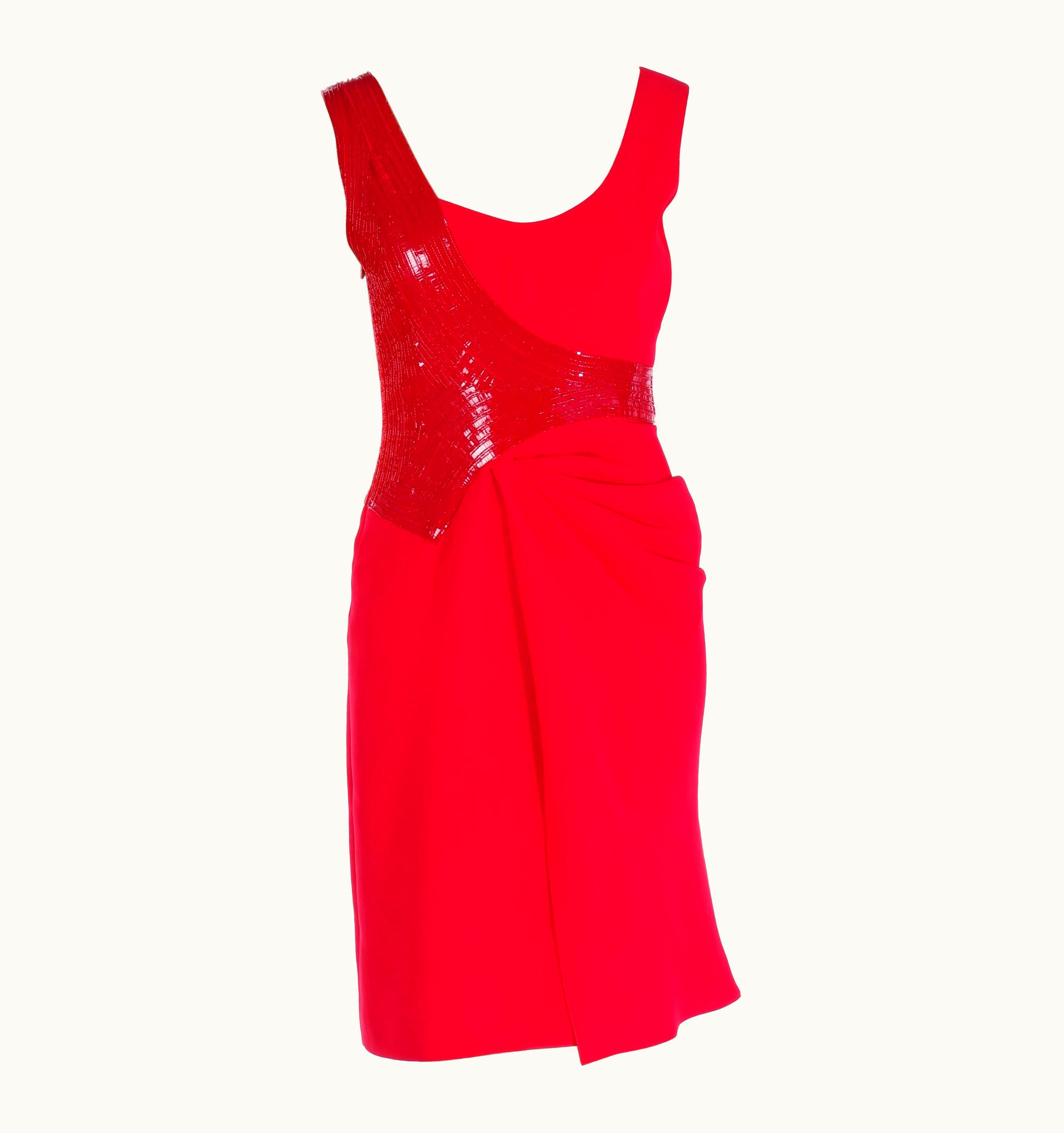 Versace Embellished Red Dress