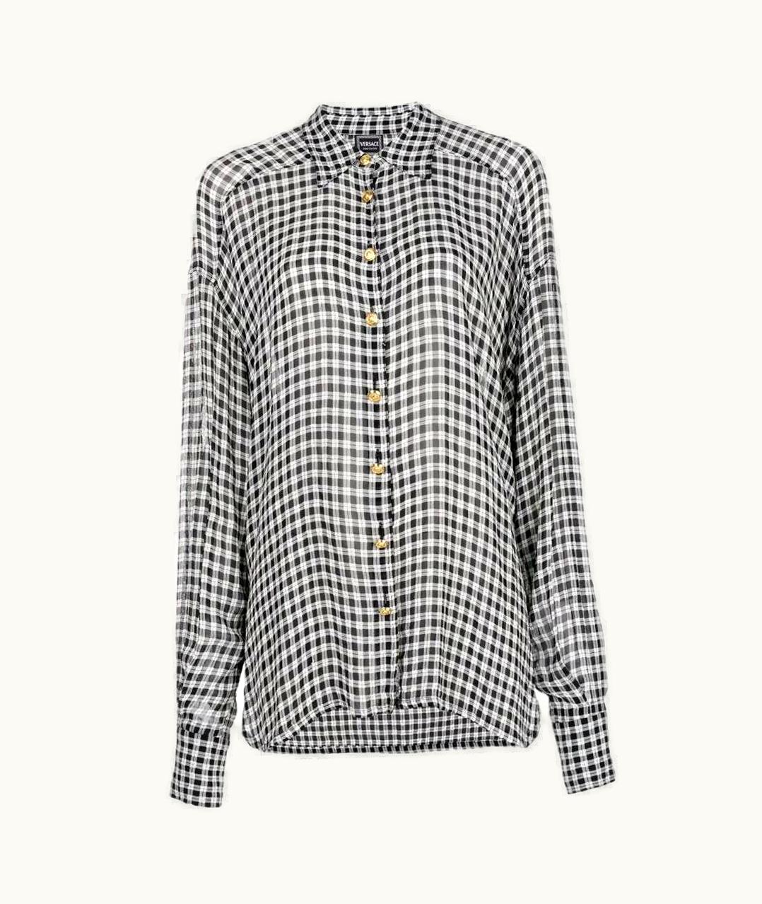 Versace 80s Versace Vintage Checked Semitransparent Logoed Shirt