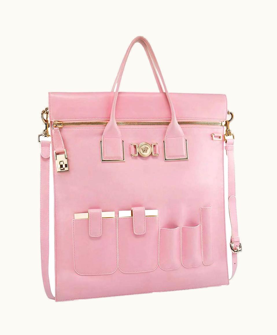Versace Powder Pink Leather Organizer Bag
