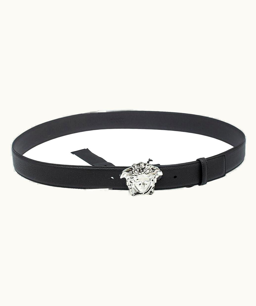 Versace Black Leather Medusa Buckle Belt 115cm