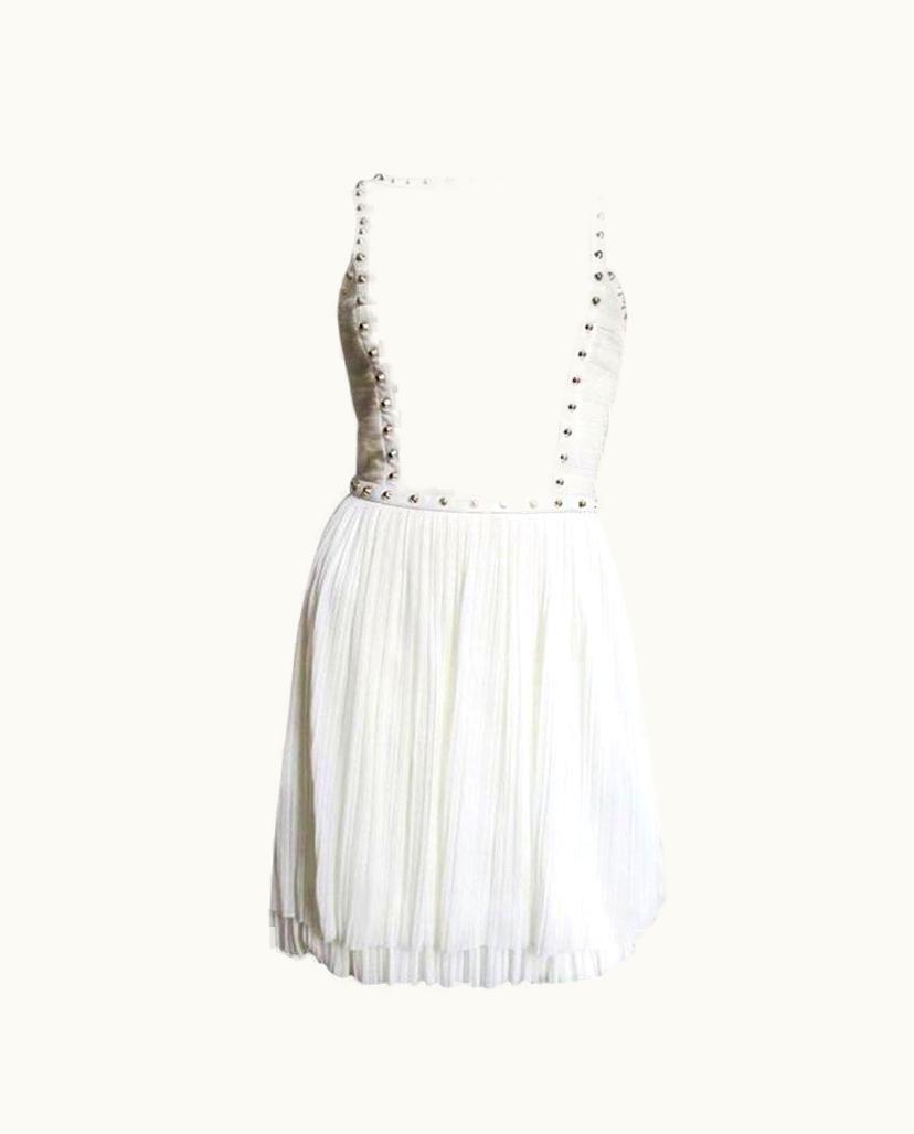 Versace Silk Dress With Studded Leather Straps