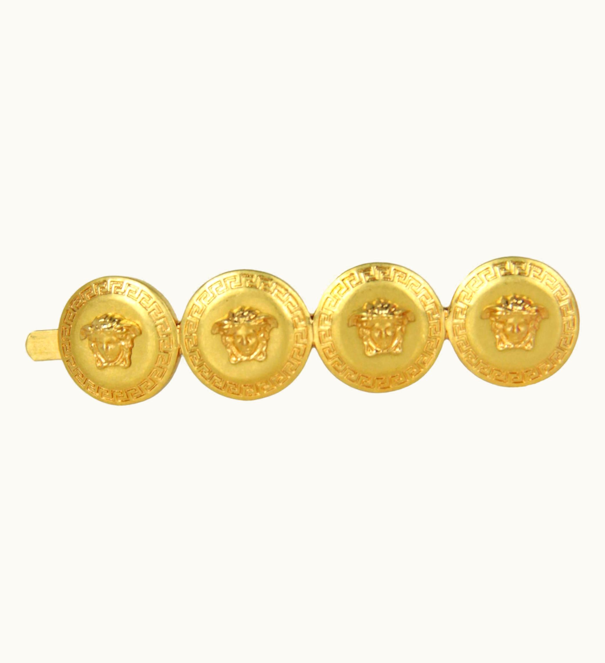 Versace Goldtone Medusa Head Hair Clip Right Side