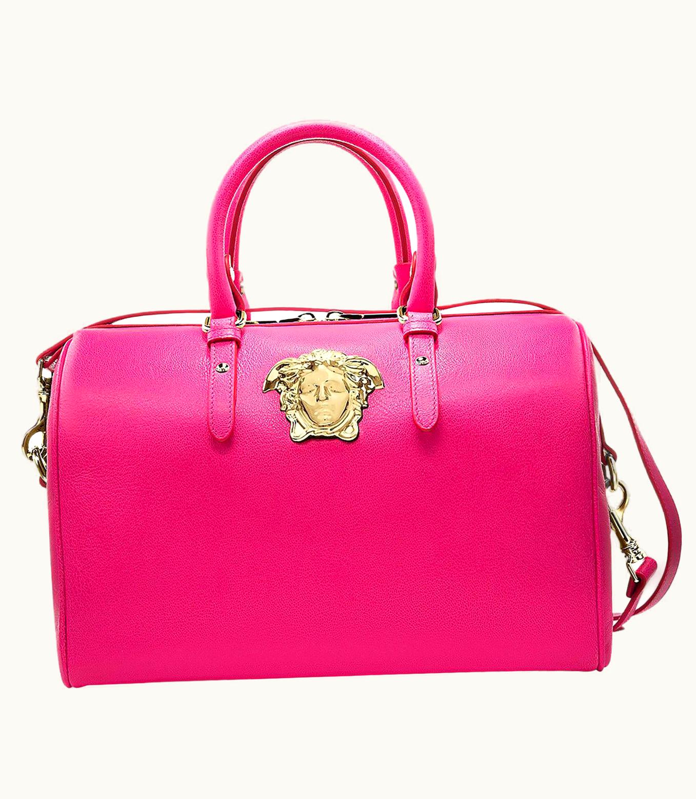 Versace Palazzo Leather Tote Bag In Orchid Pink