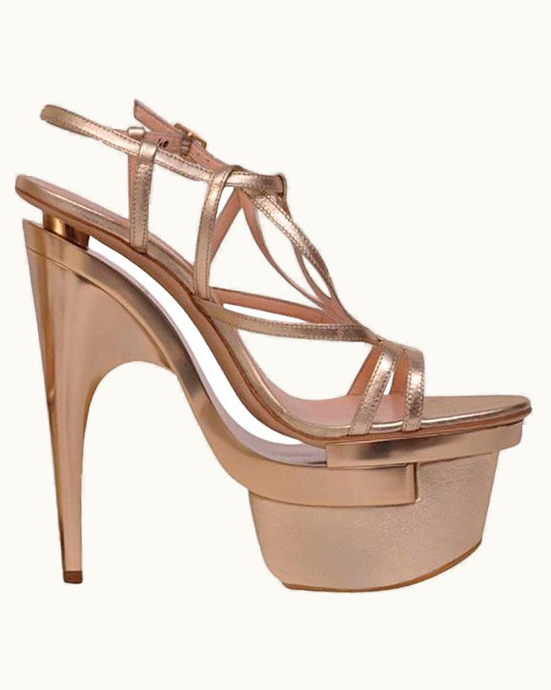 Versace Metallic Leather Platform Sandals