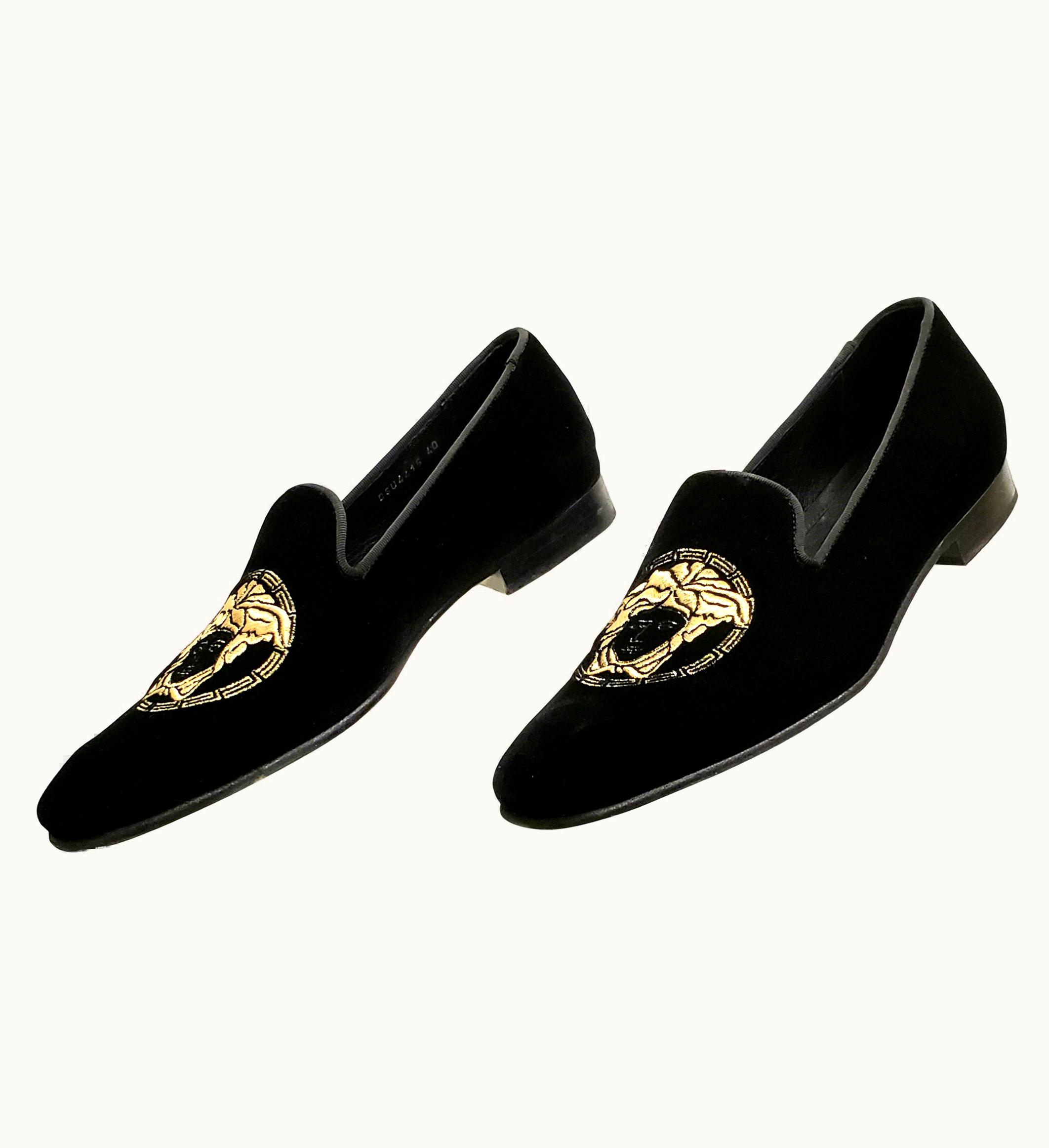 Versace Medusa Head Black Velvet Loafers