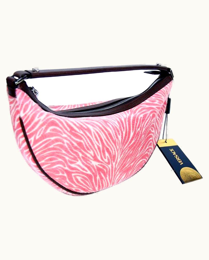 Versace Rare Versace Pink Zebra Print Baguette Bag ***New