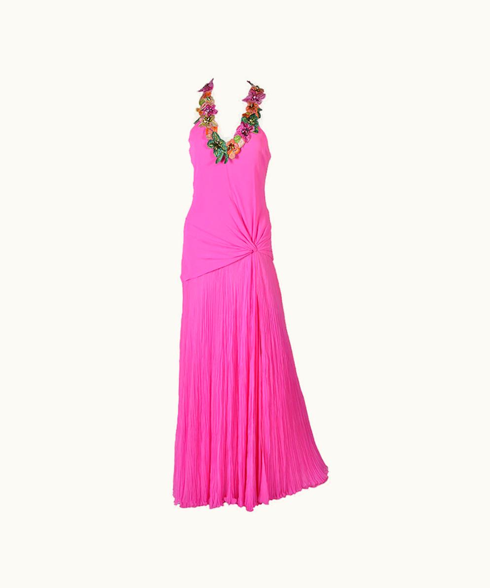 Versace Hot Pink Embellished Gown