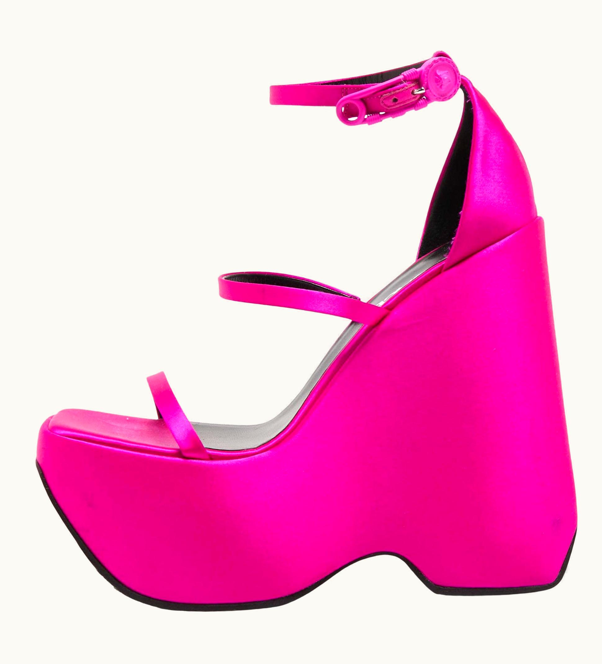 Versace Fuchsia Satin Triplatform Sandals