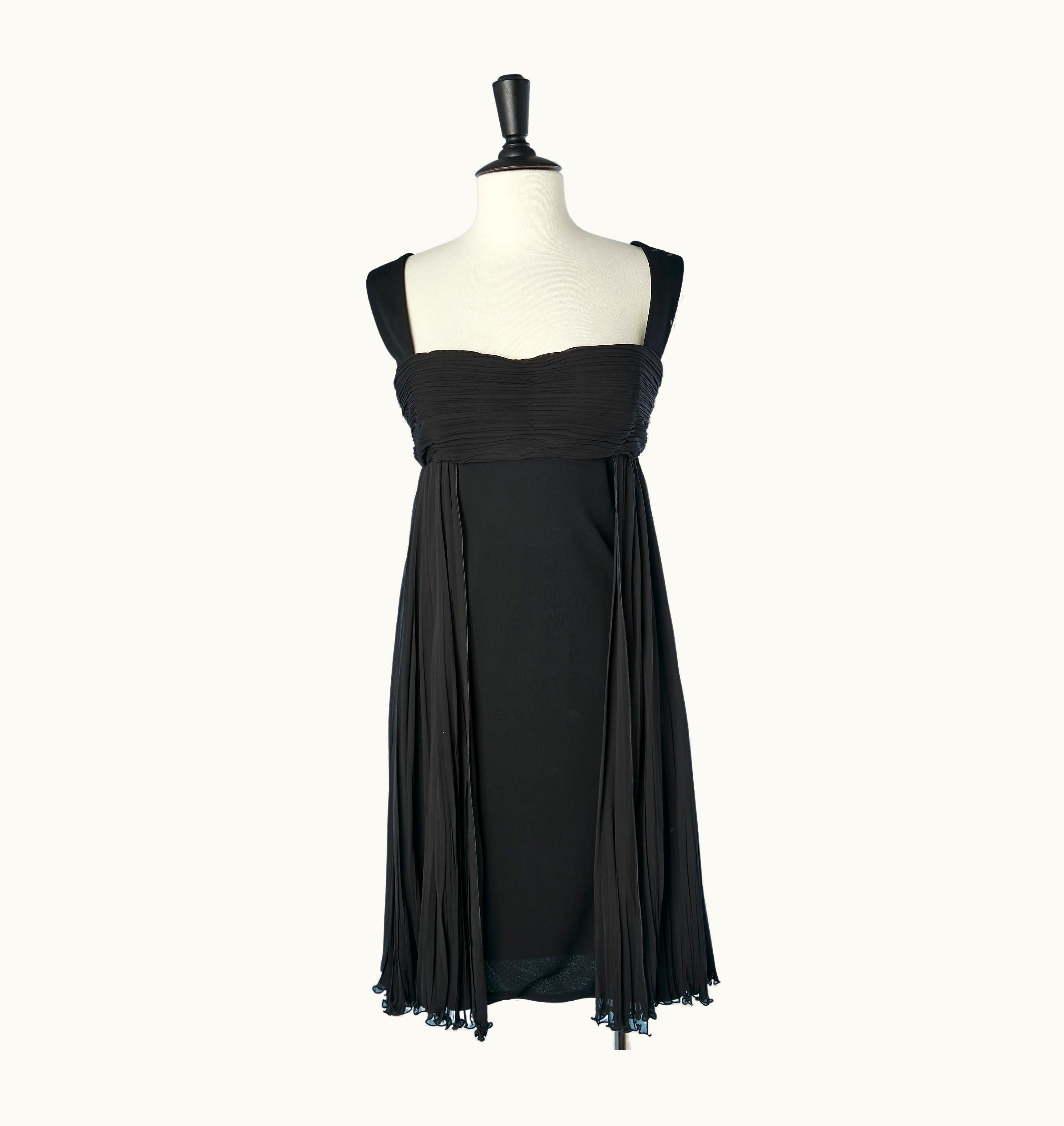 Versace Black Cocktail Dress With Pleated Side Versace