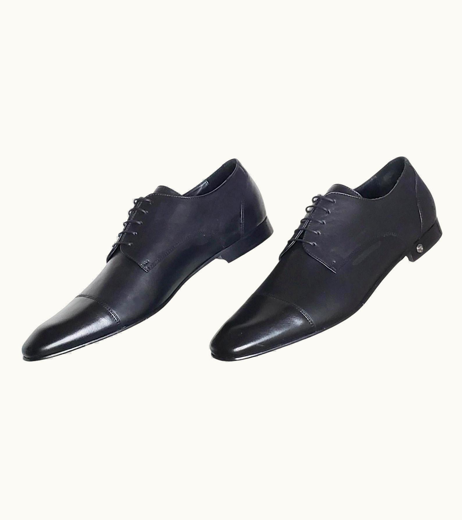 Versace Black Leather Loafer Shoes