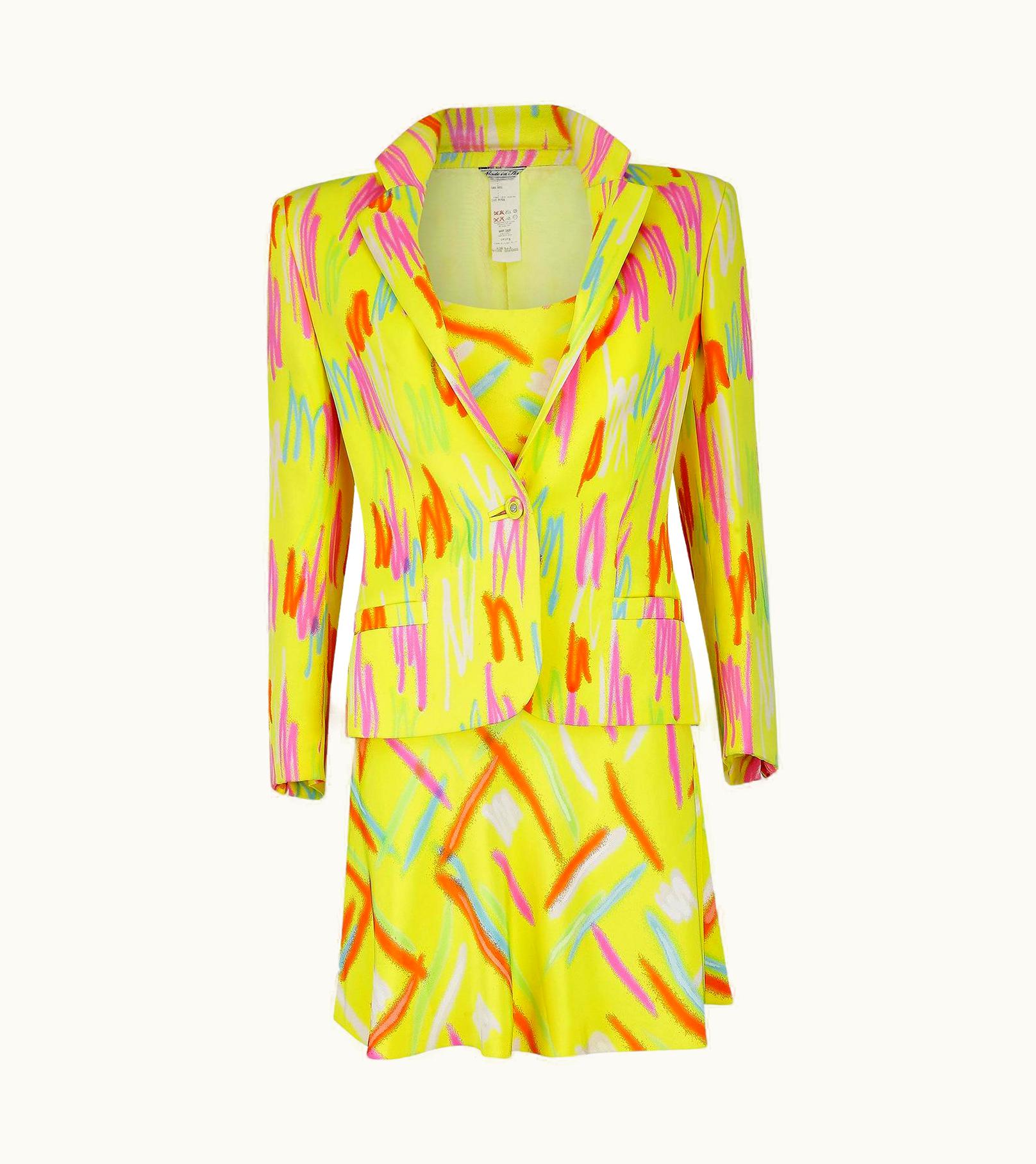 Gianni Versace Couture 1990s Gianni Versace Yellow Jacket Dress Suit