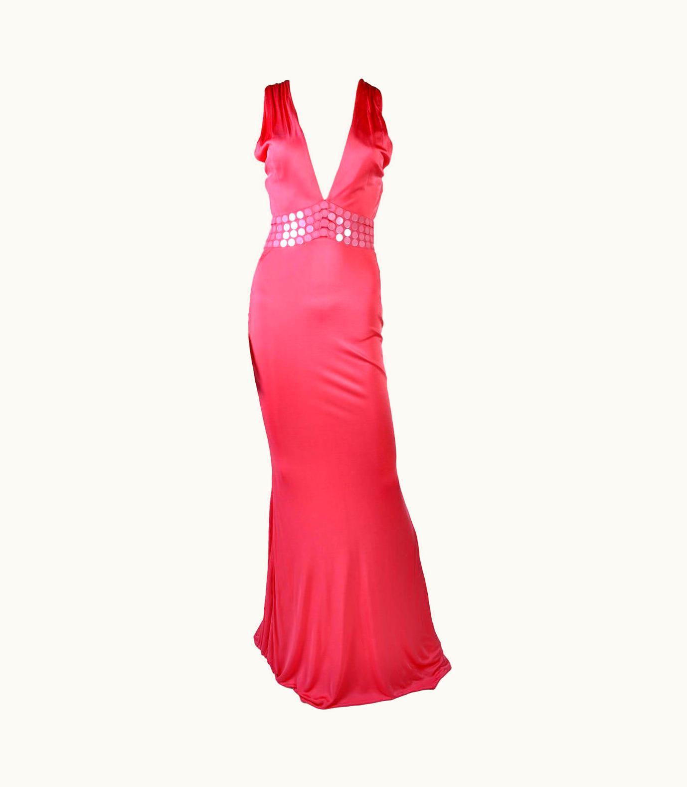 Versace Mid 2000- Vintage Versace Embellished Pink Gown