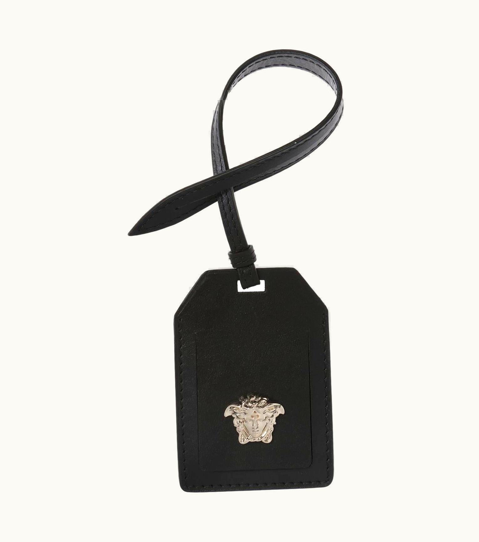 Versace Black Leather Medusa Handbag Charm S/S Id Holder
