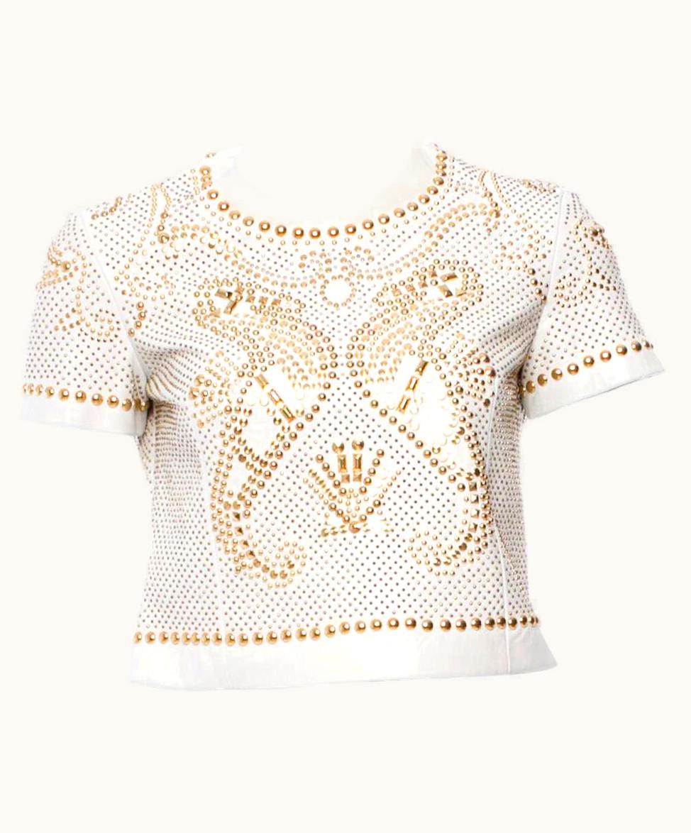 Versace S/S 2012 Versace Studded Leather Crop Top