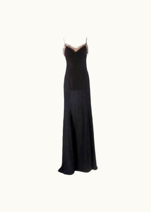 Versace Vintage Black Silk Crepe & Lace Slip Dress