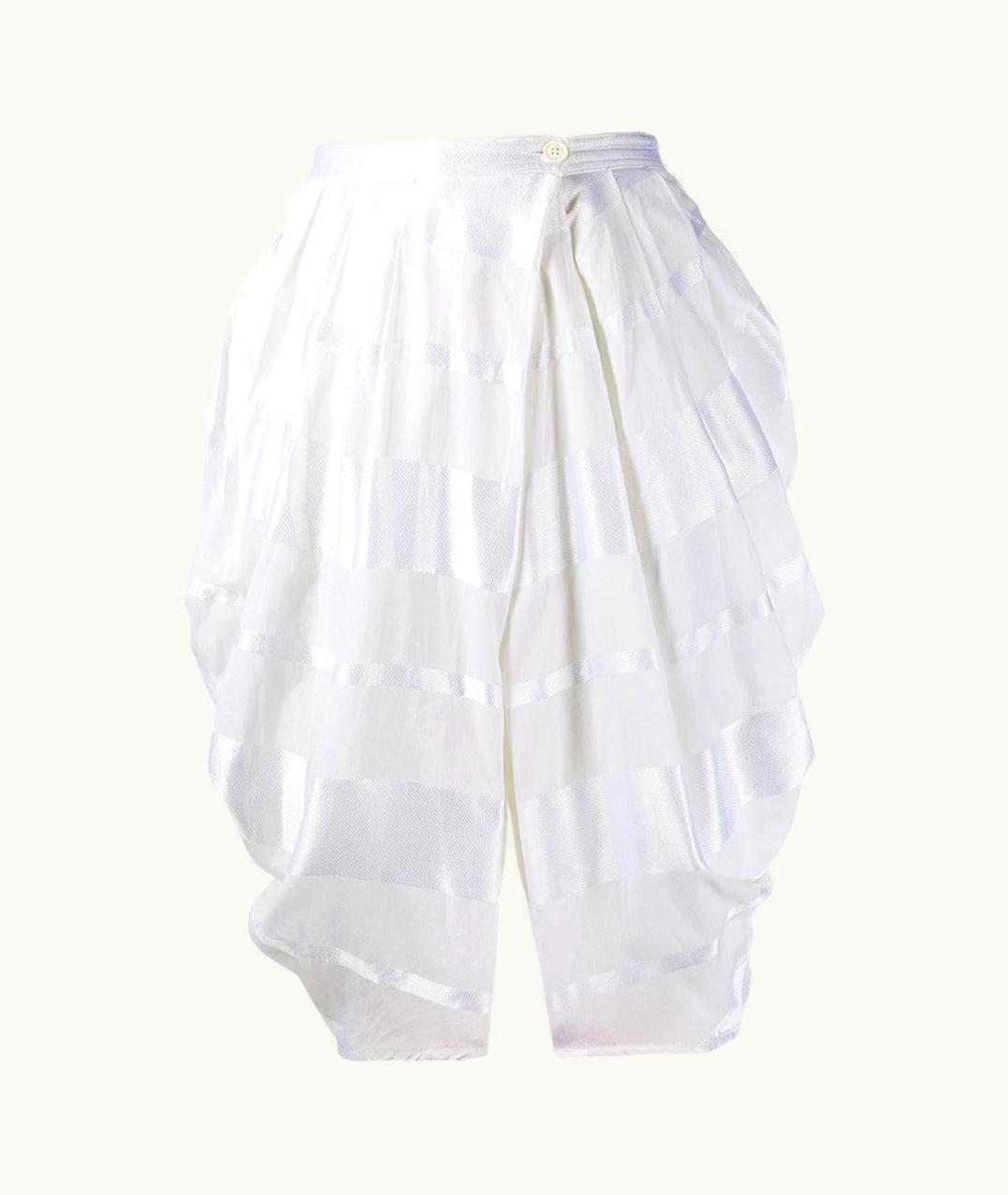 Versace 80s Versace Vintage White Silk Bermuda Striped Shorts