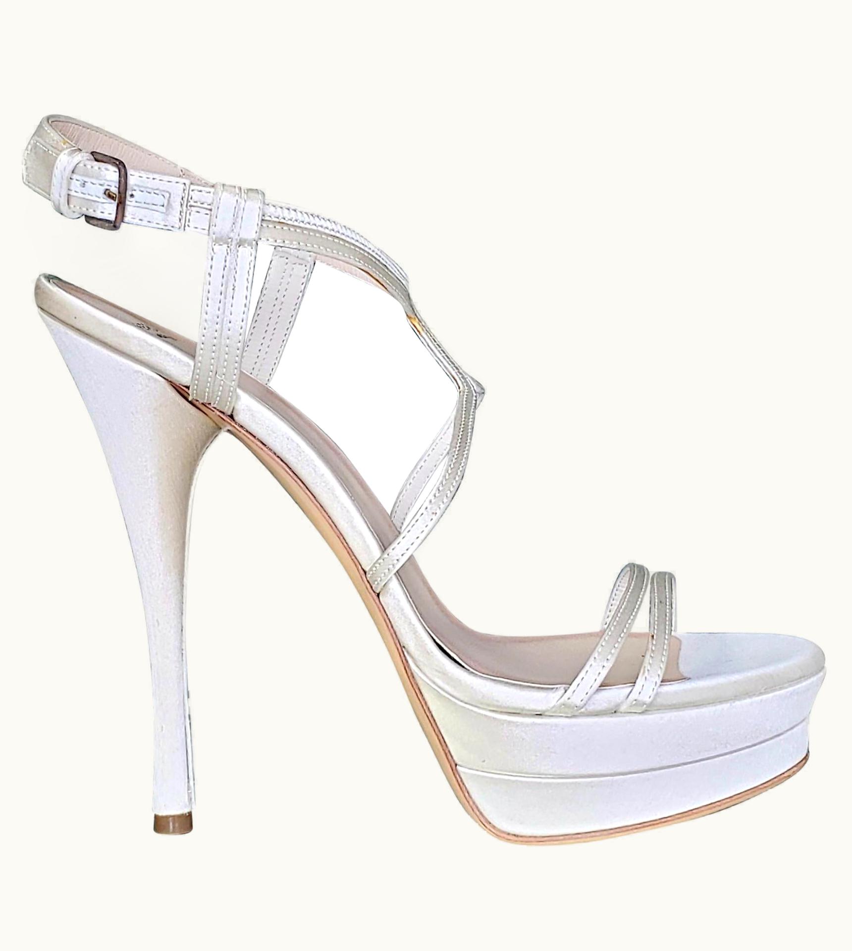 Versace White Satin Pump Platform Sandals
