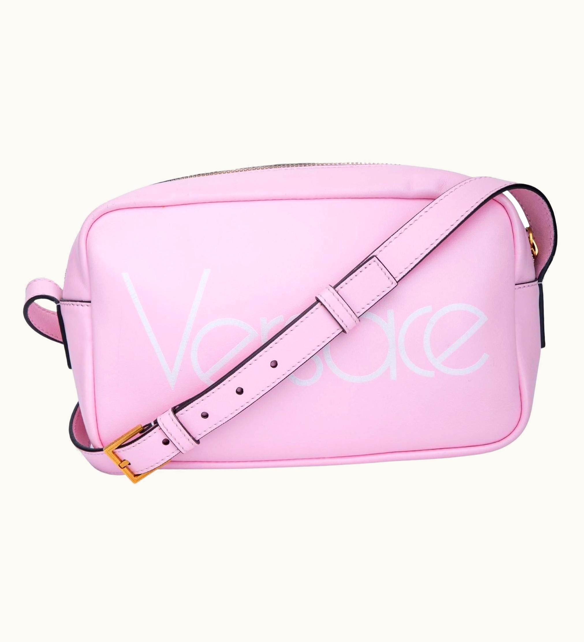 Versace Calfskin Rose Pink Camera Shoulder Bag