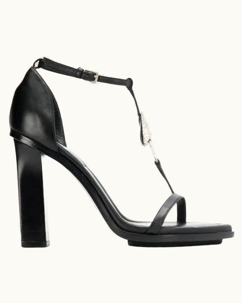 Versace 2000s Versus Versace Vintage Black Leather High Heels
