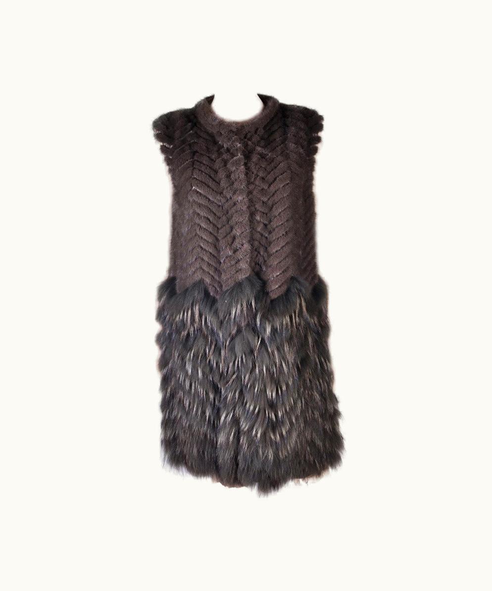 Versace Mink & Finn Raccoon Fur Sleeveless Coat