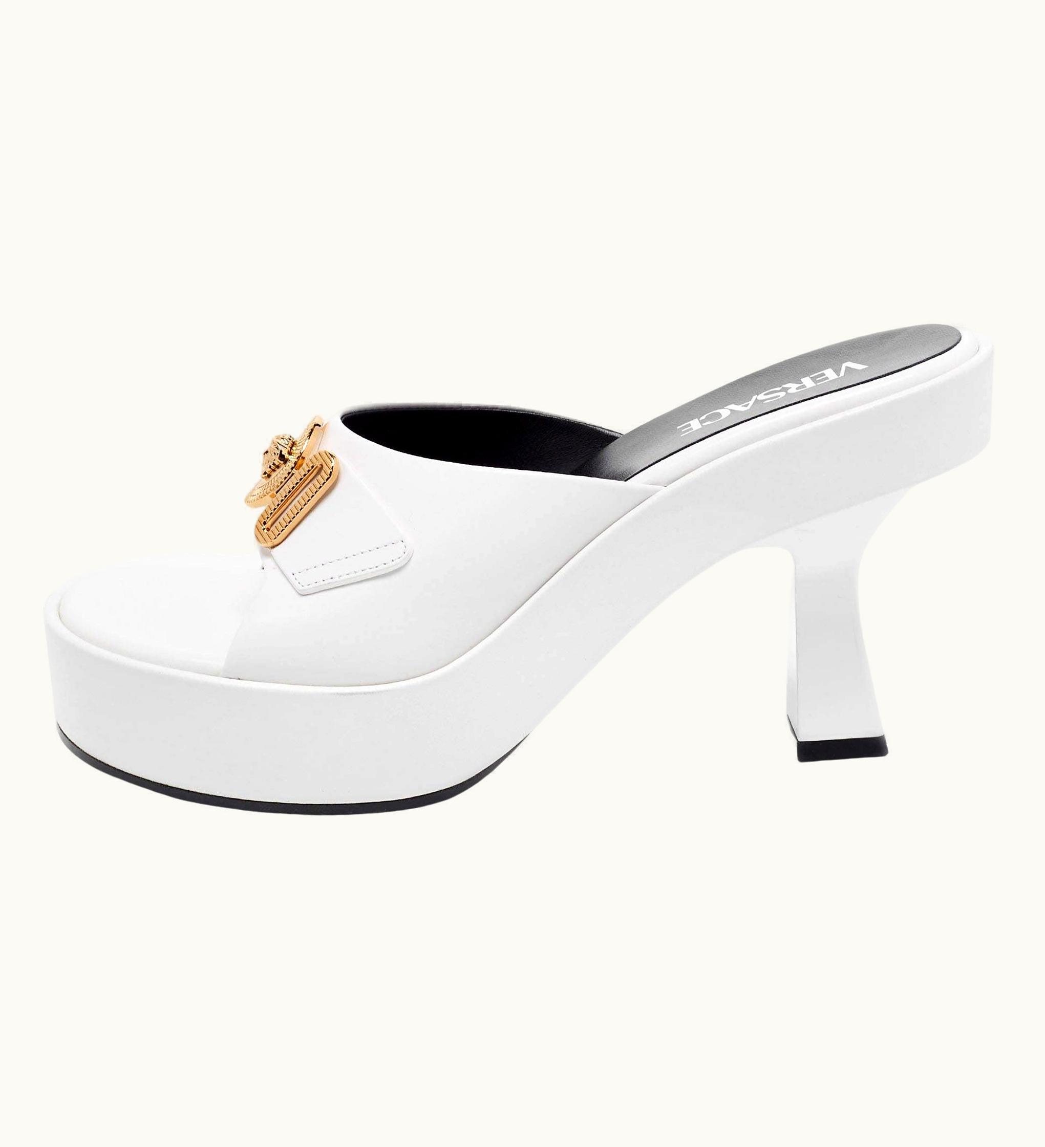 Versace White Leather Medusa Sandals