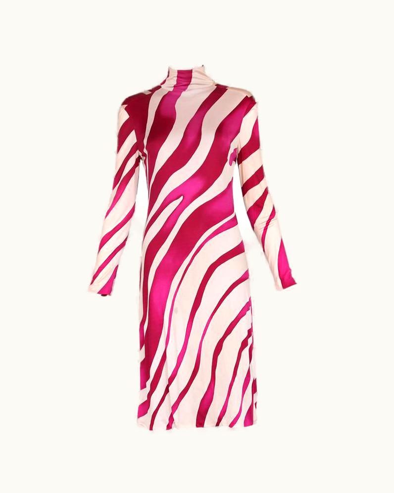 Versace Couture Printed Long Sleeved Bodycon Medusa Dress