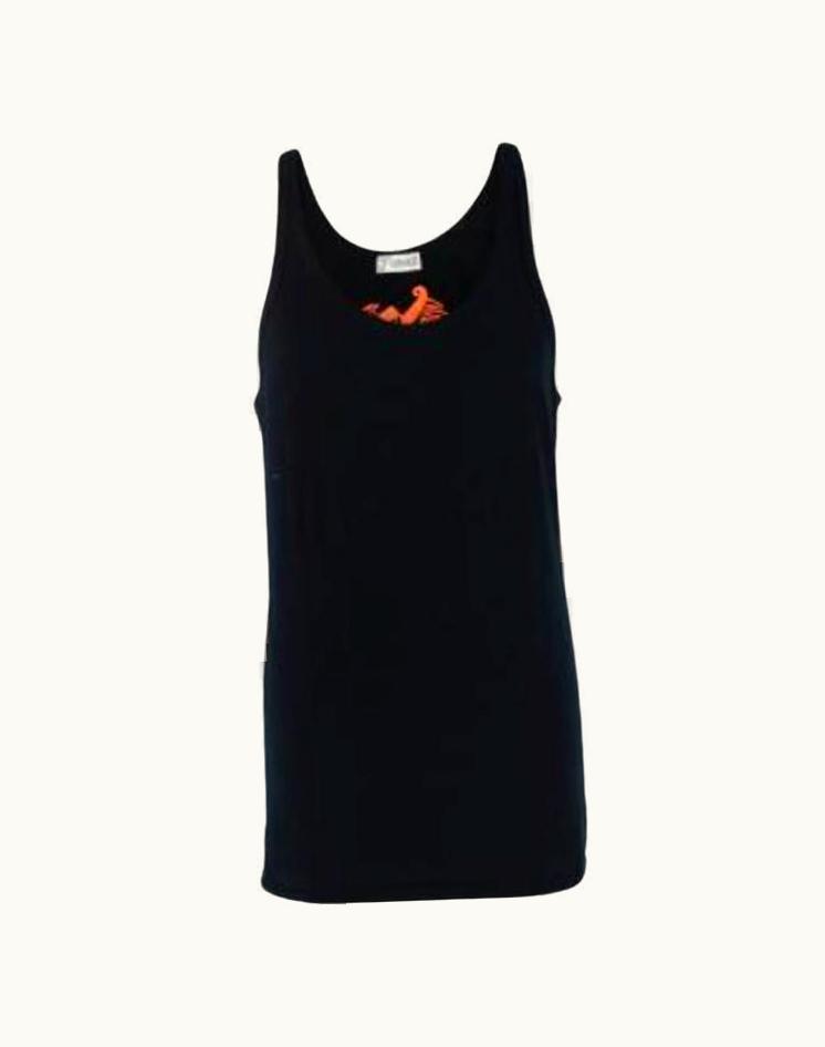 Versace Vintage Black Cotton Embroidered Patch Tank Top