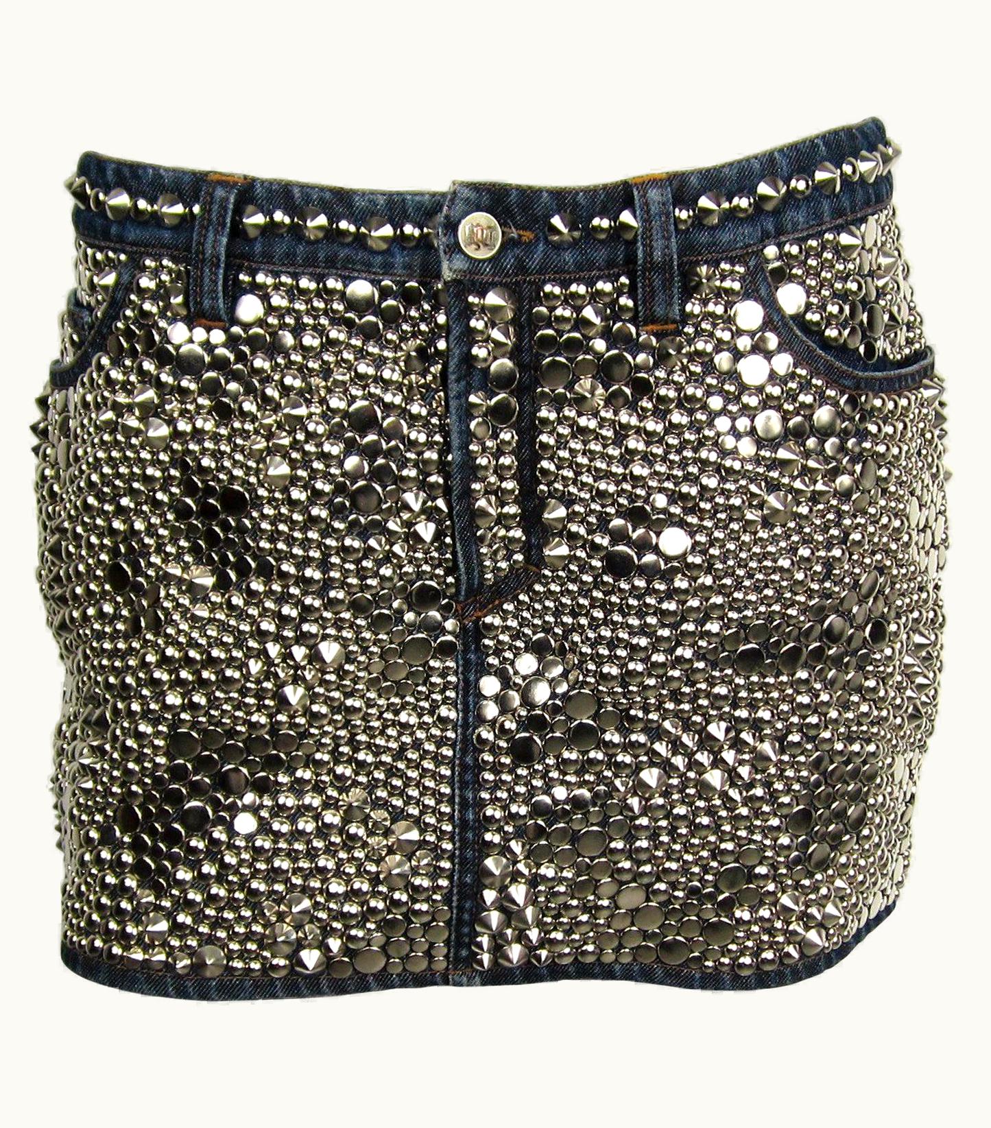 Gianni Versace Couture Gianni Versace Skirt Studded Denim Mini 1990s