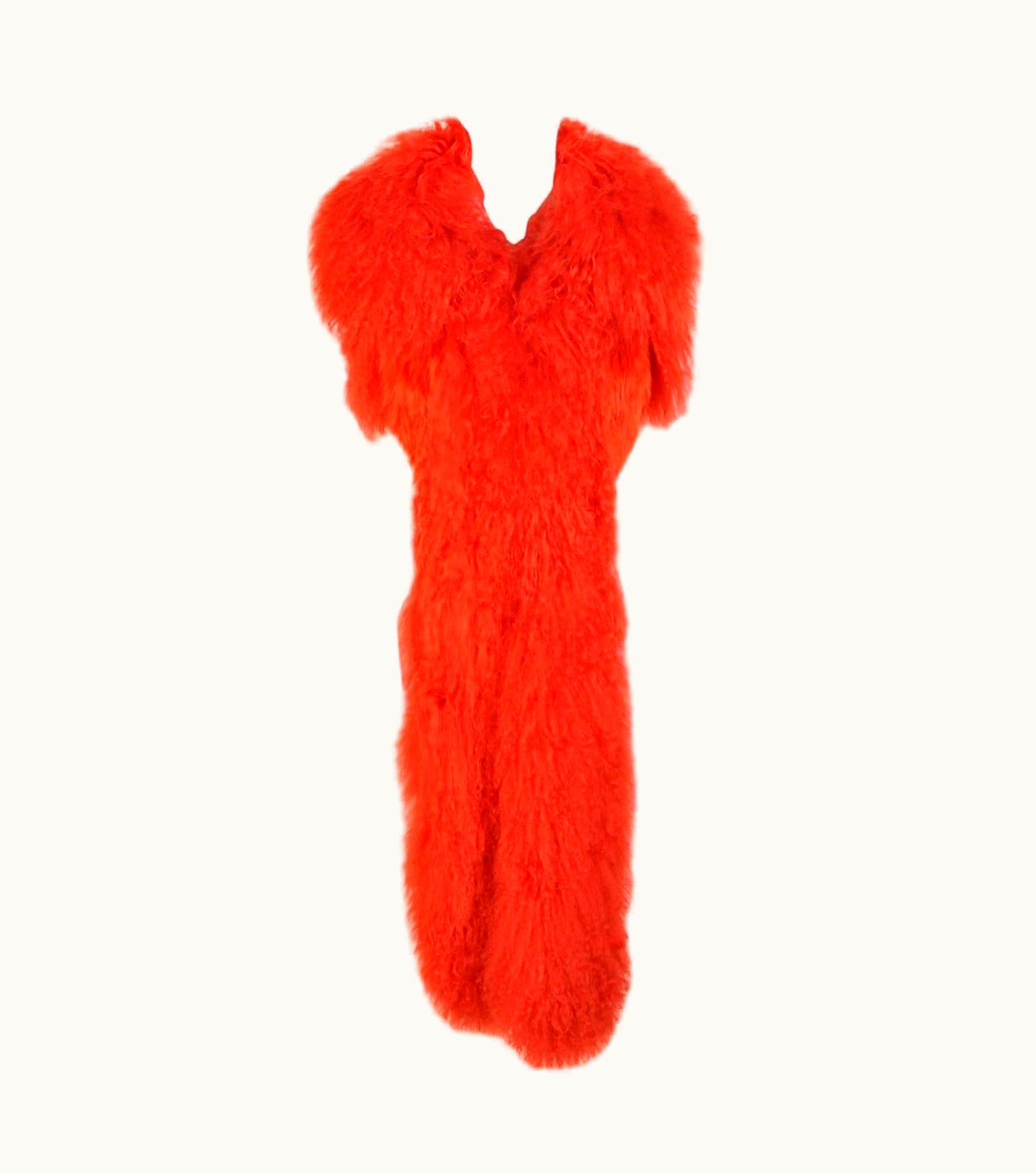 Versace Fur Sleeveless Jacket Vest With Scarf