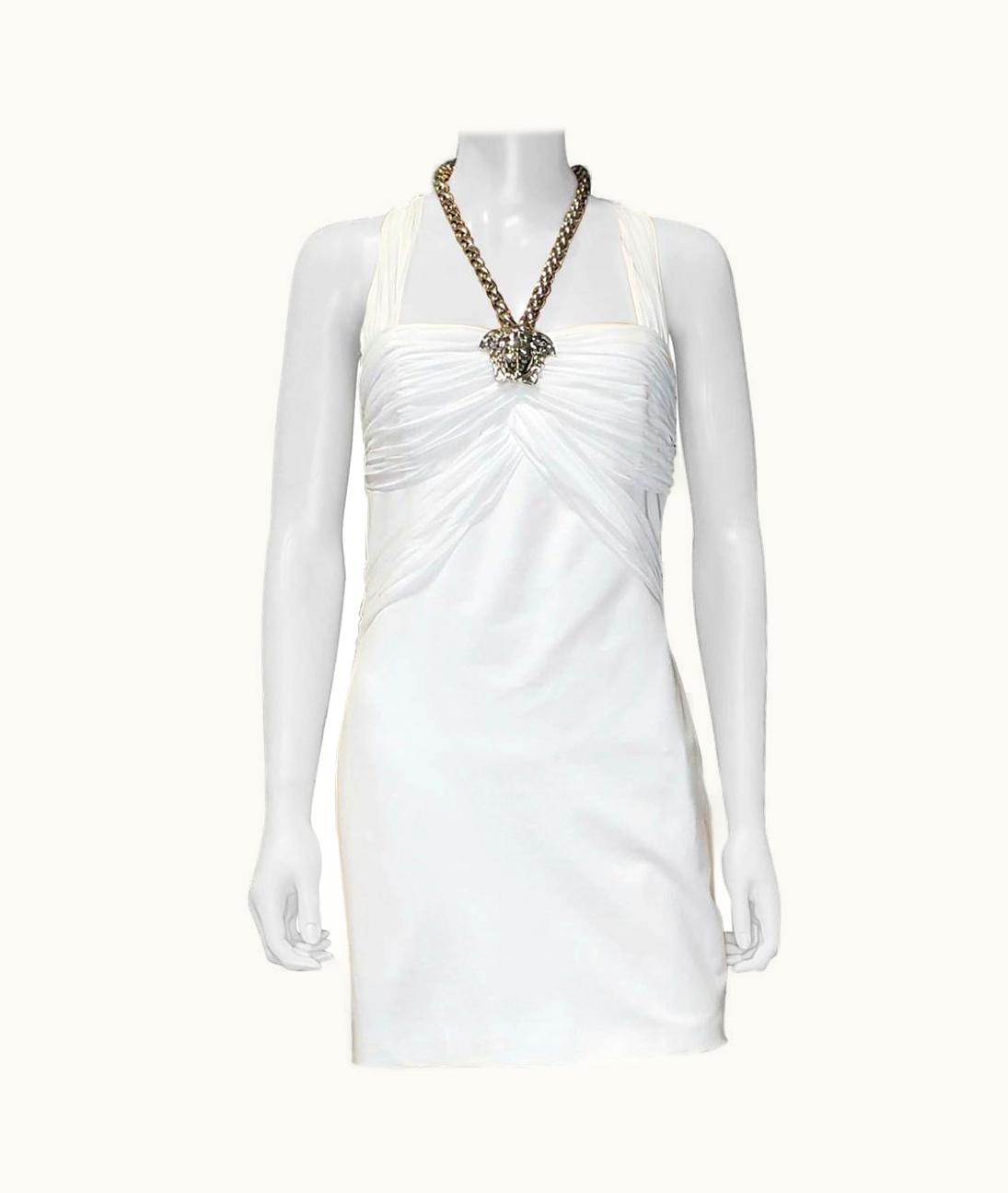 Versace White Medusa Chain Dress