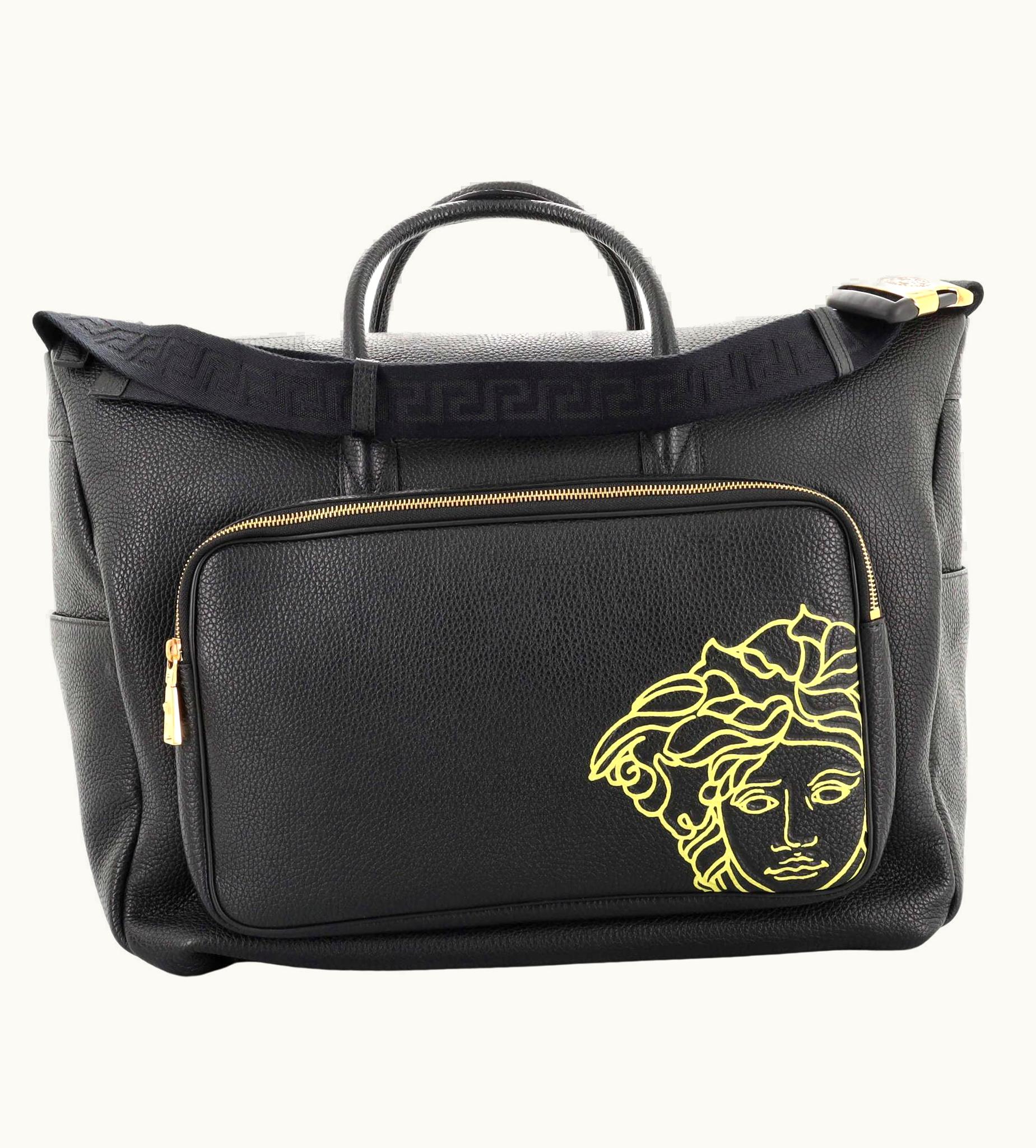 Versace Pop Medusa Convertible Travel Bag Leather Large
