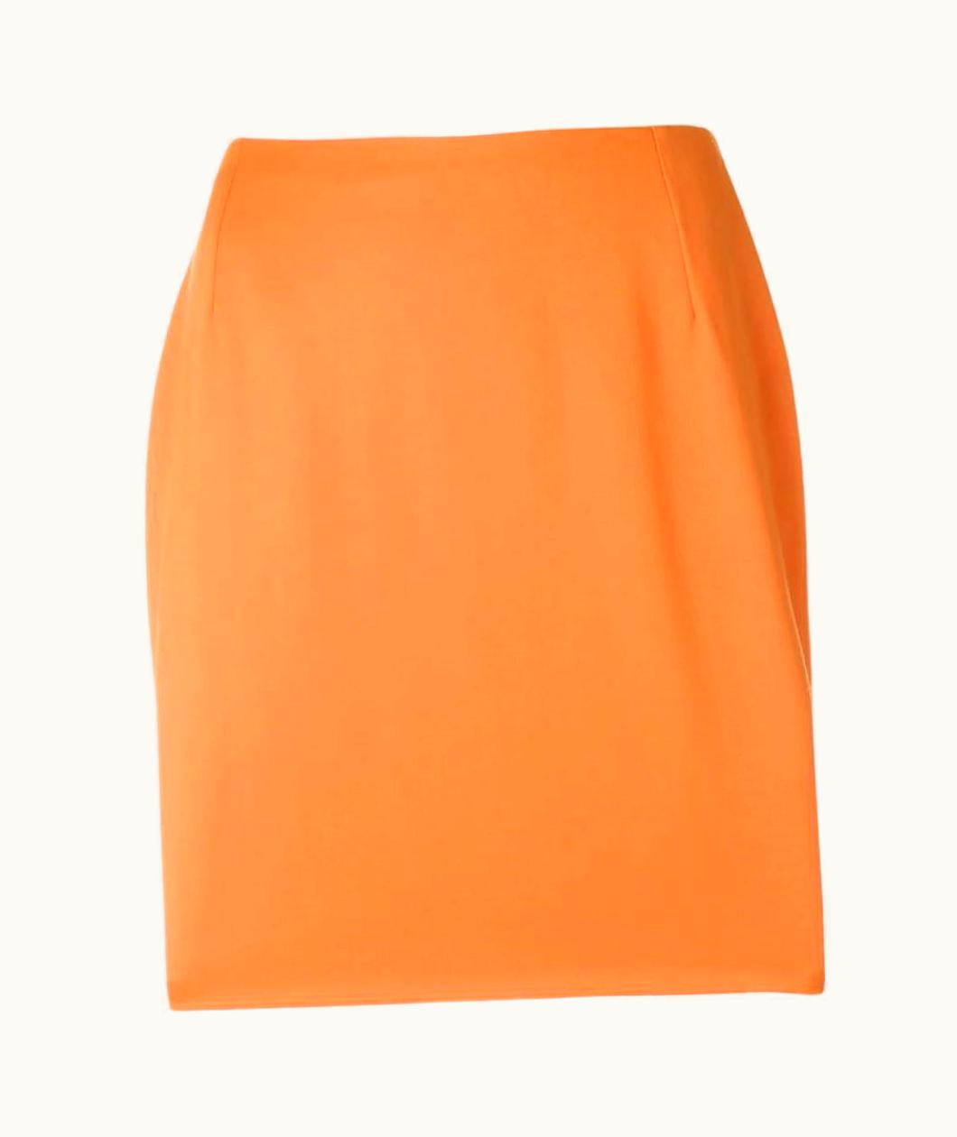 Gianni Versace Couture 90s Gianni Versace Vintage Orange Wool Fitted Miniskirt