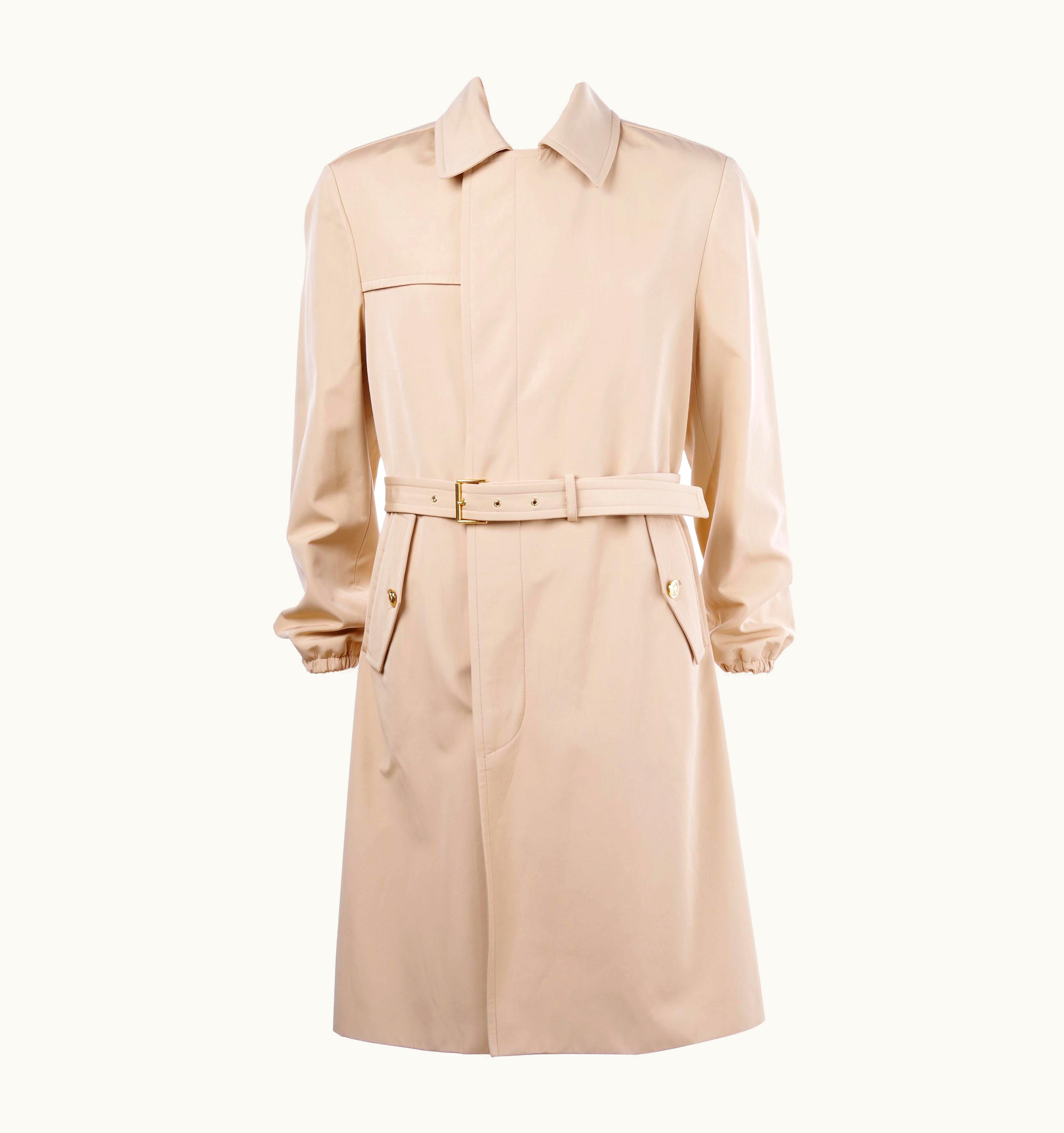 Versace Belted Tan Trench Coat For Men