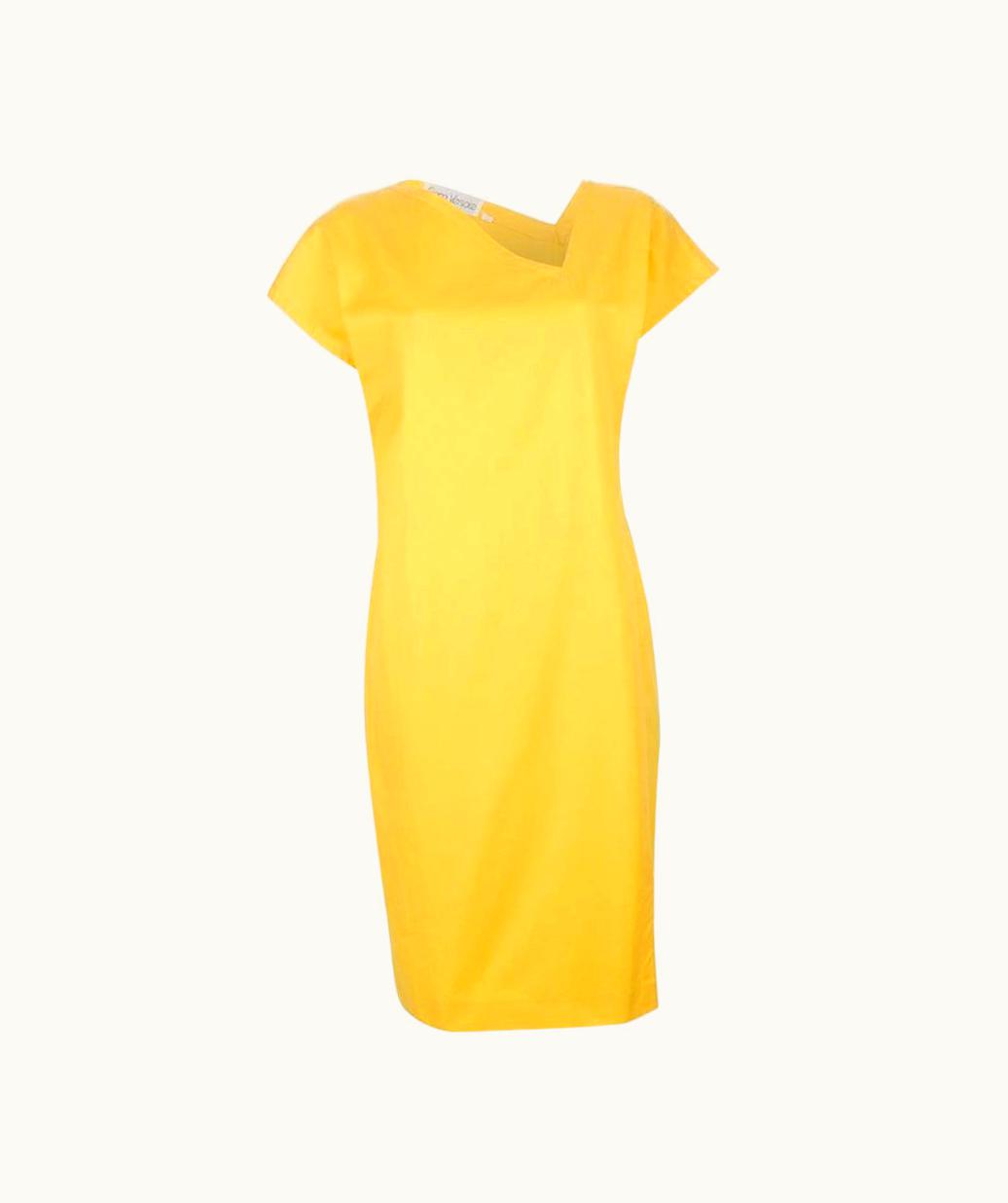 Gianni Versace Couture Gianni Versace Vintage Yellow Cotton 80s Midi Dress