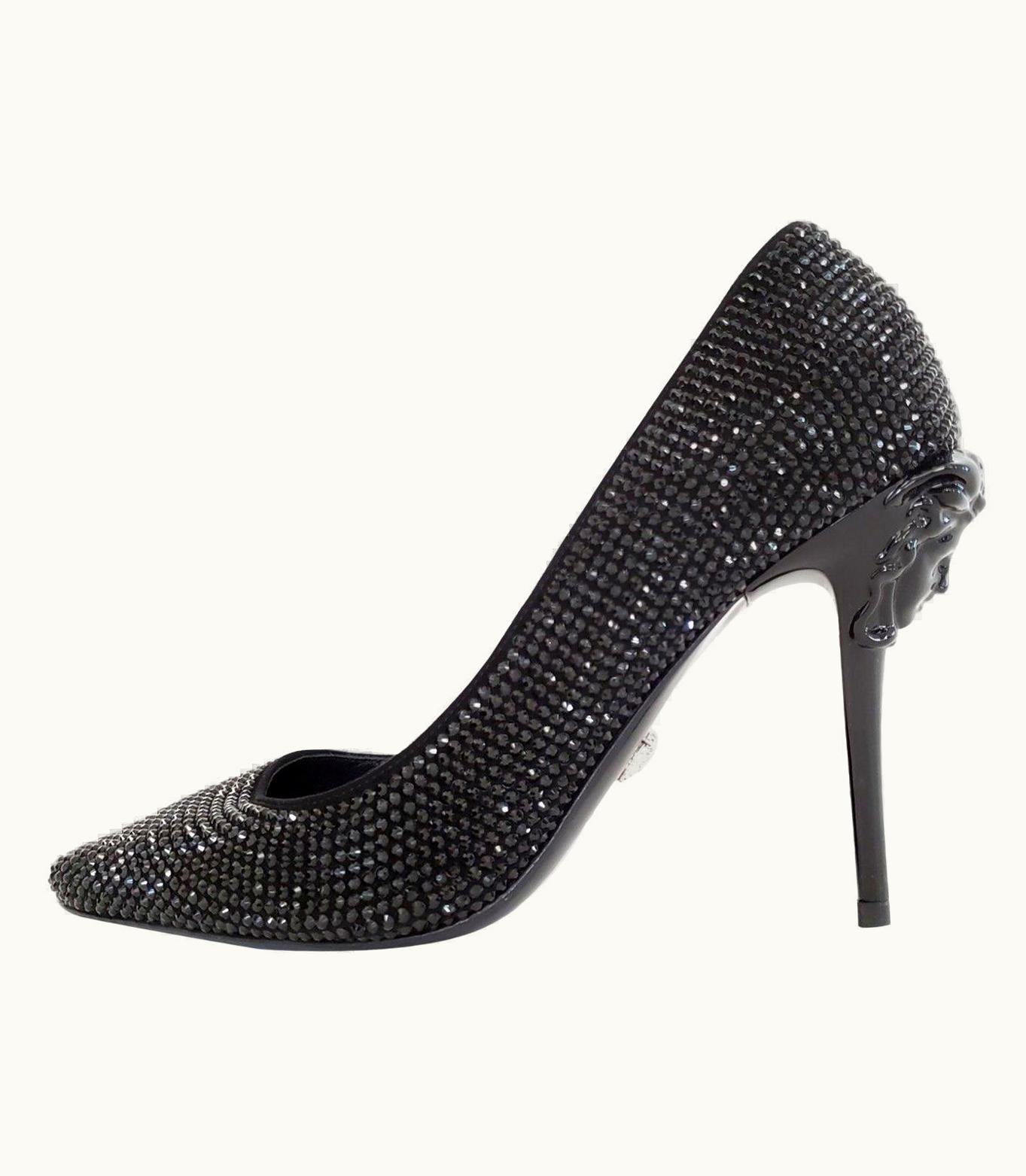 Versace Versace Black Crystal Palazzo Pumps Shoes