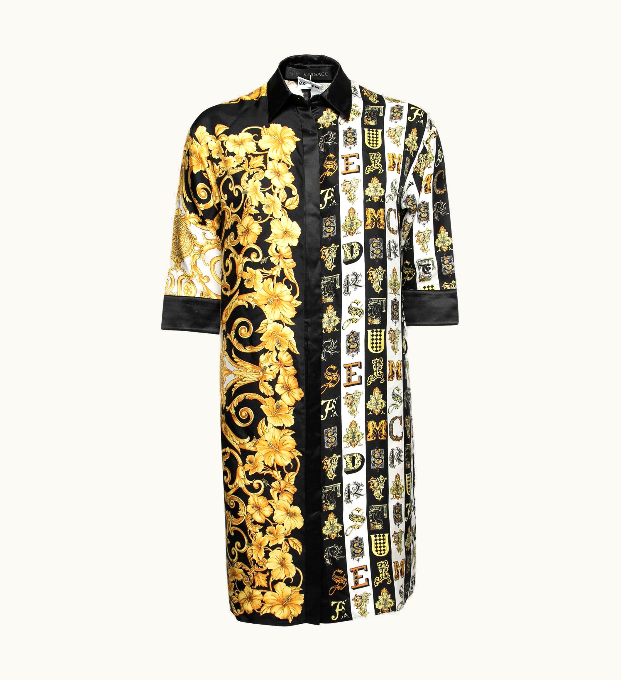 Versace Versace Multicolor Printed Silk Short Shirt Dress