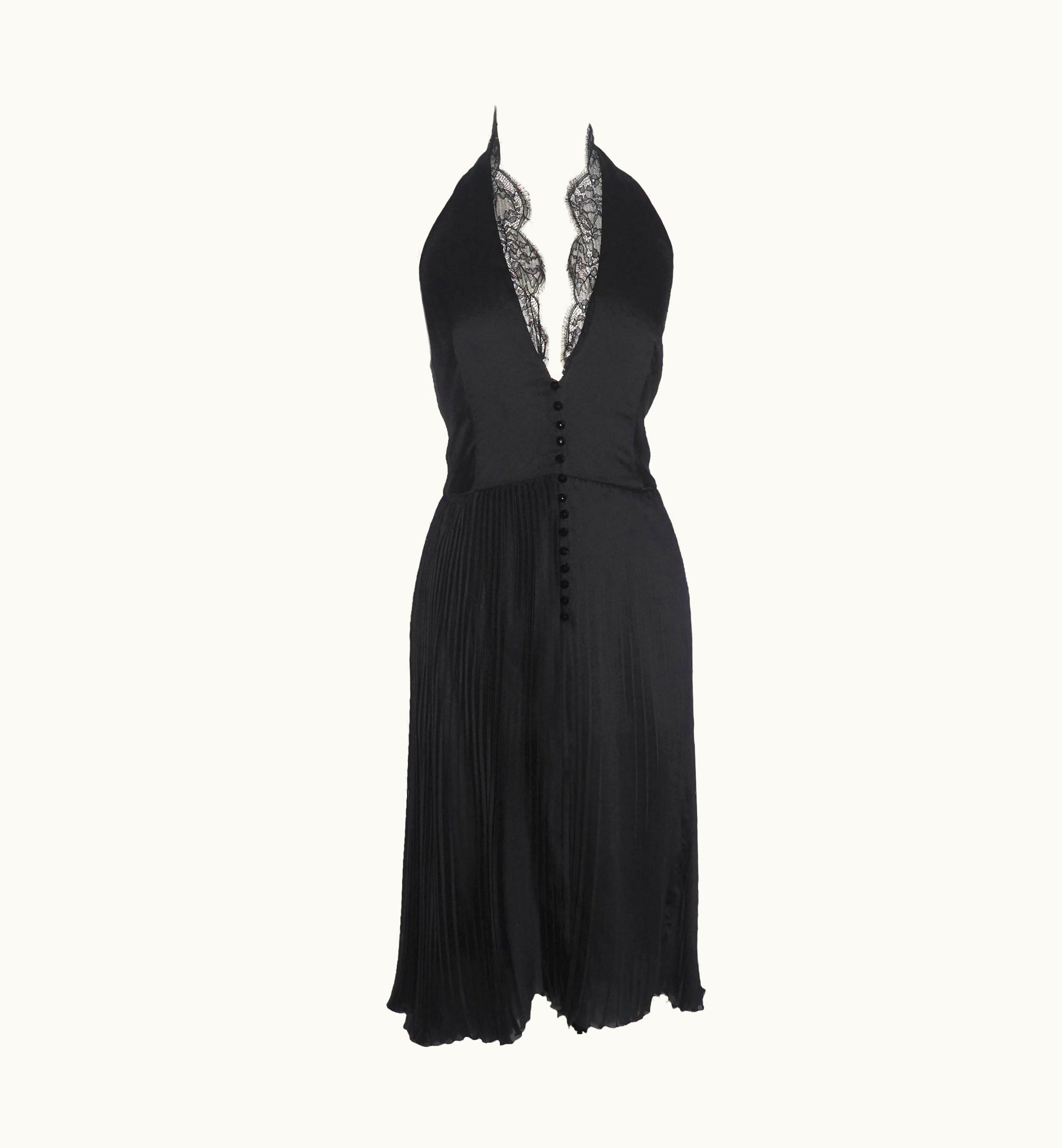 Versace Versace By Donatella AW 2000 Runway Pleated Halter Dress