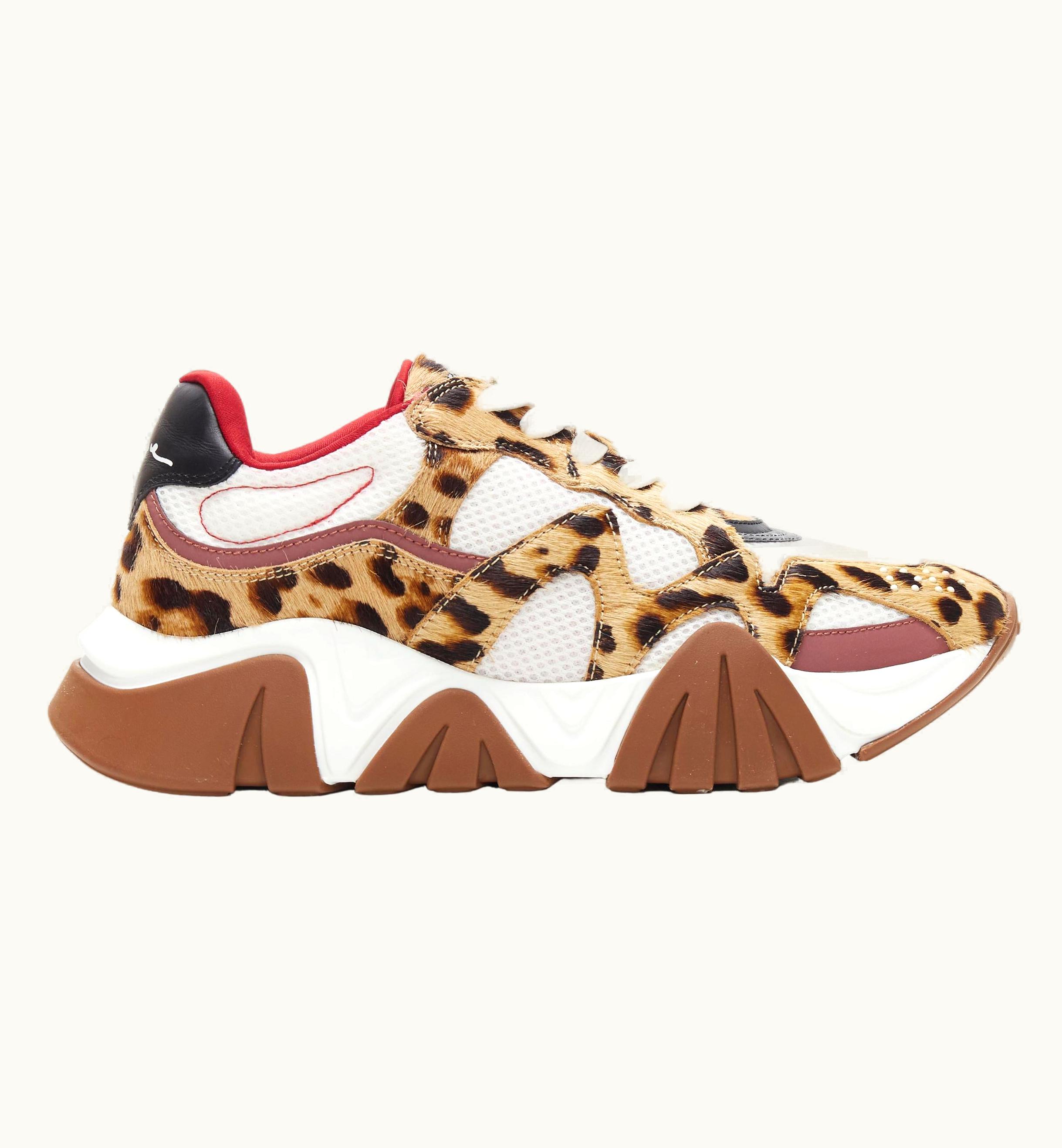 Versace Versace Squalo Leopard Calf Hair Low Top Sneakers