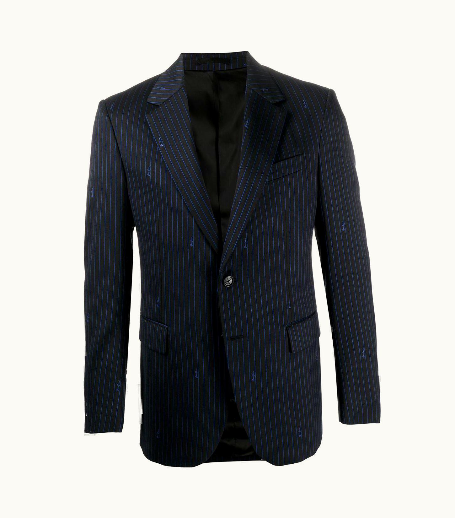 Versace Versace Mens S/S Pinstripe Logo Blazer Jacket Size 54 (it)